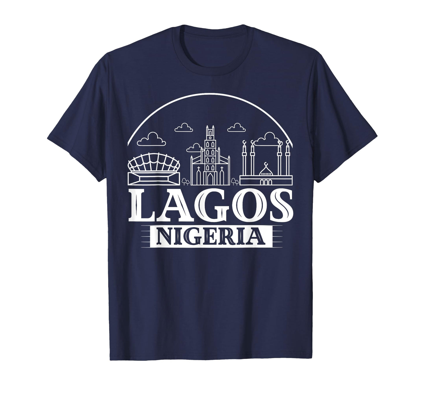 Lagos Nigeria City Skyline Map Travel T-Shirt