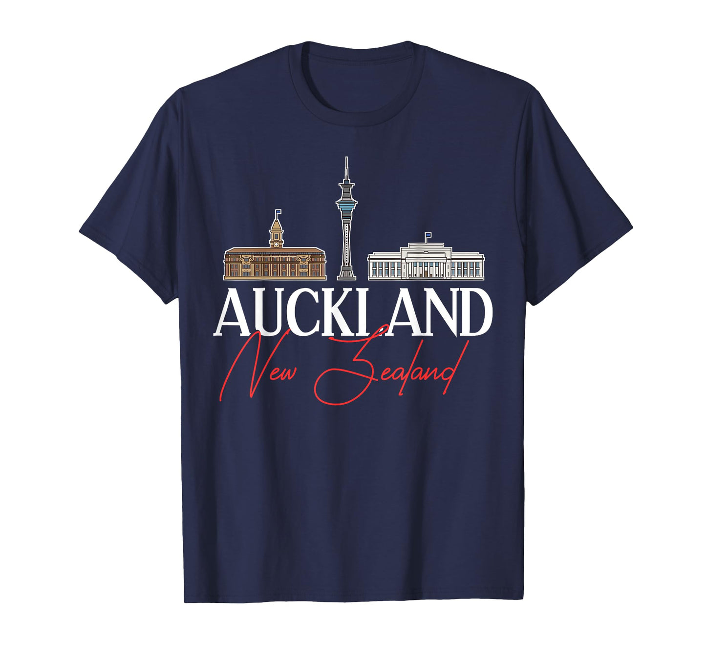 Auckland New Zealand City Skyline Map Travel T-Shirt