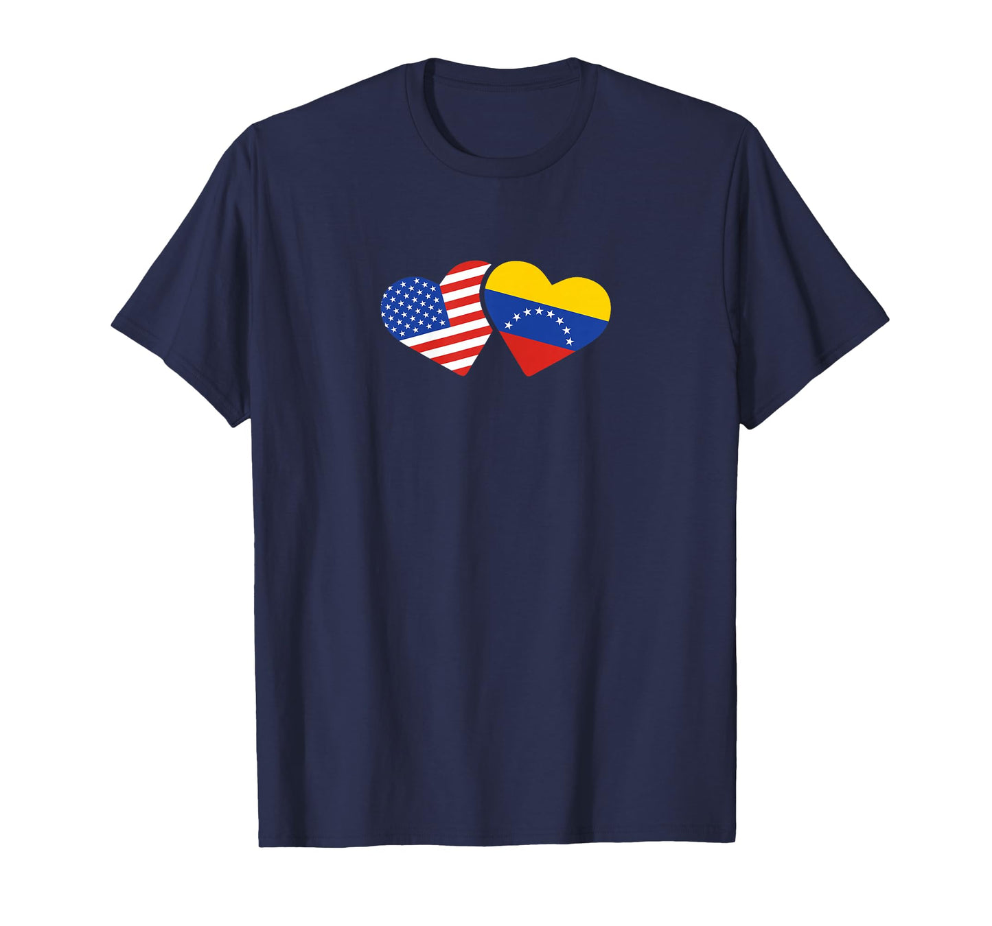 USA Venezuela Flag Hearts T Shirt Venezuelan American Love T-Shirt