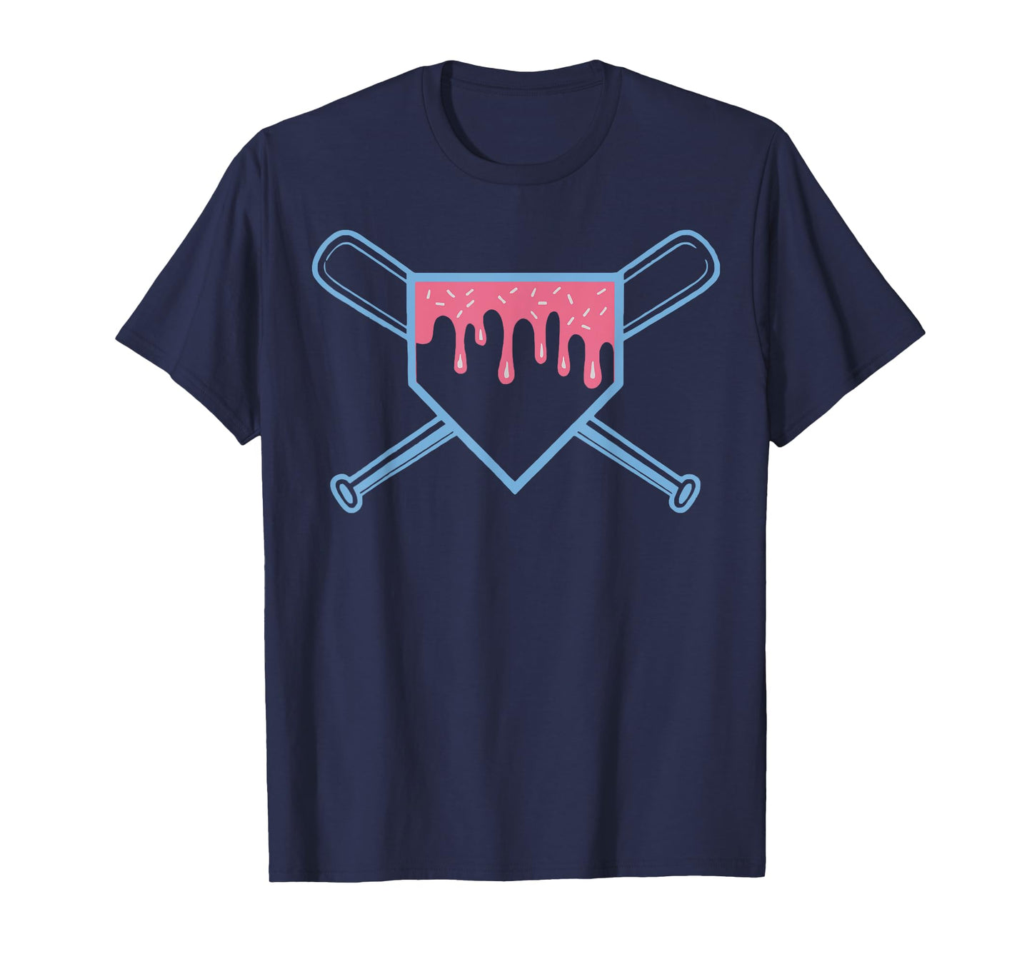 Baseball Home Plate Ice Cream Drip with Sprinkles for Boys T-Shirt
