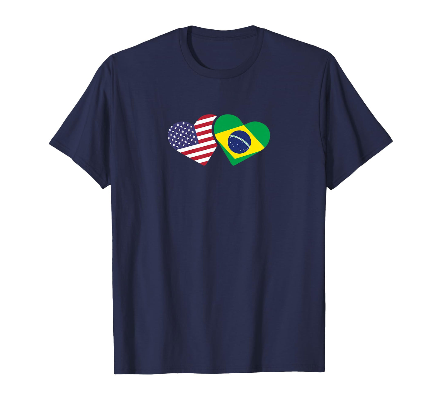 Brazil USA Flag T Shirt Heart Brazilian Americans Love Cute T-Shirt