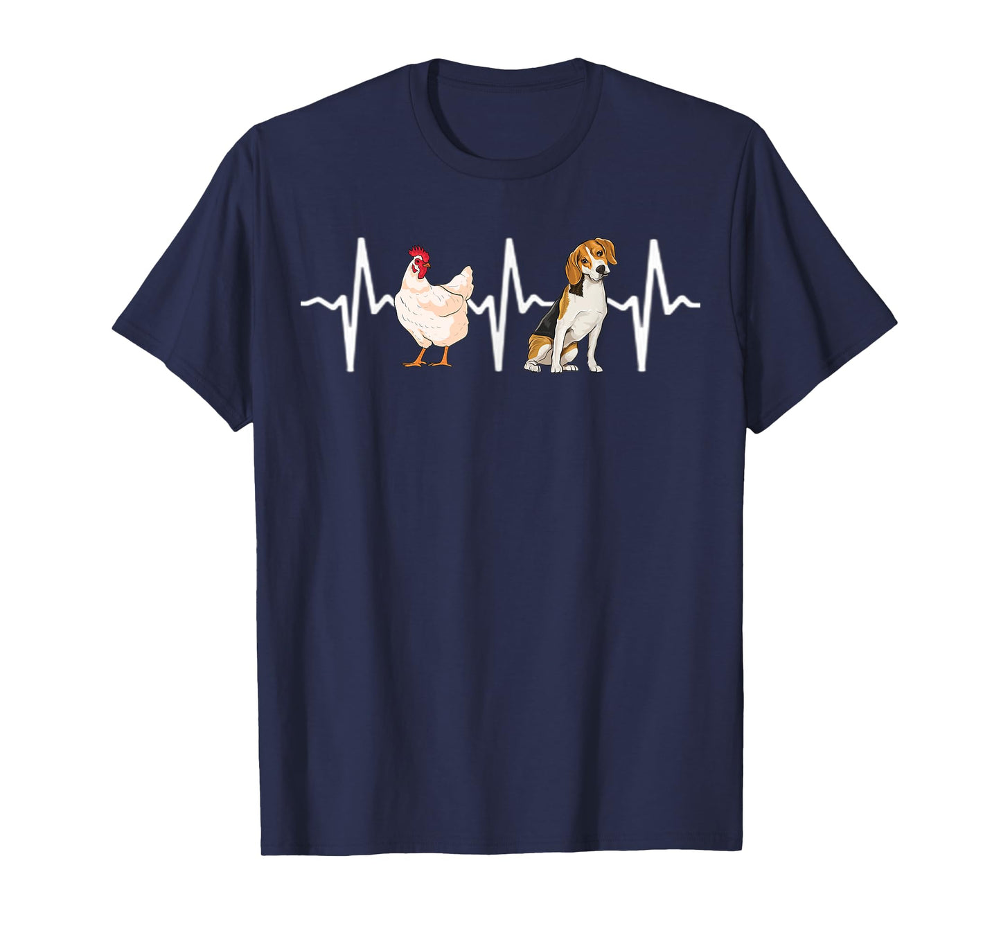 Hen Chicken Beagle Heartbeat Dog Lover Men Women Kids T-Shirt