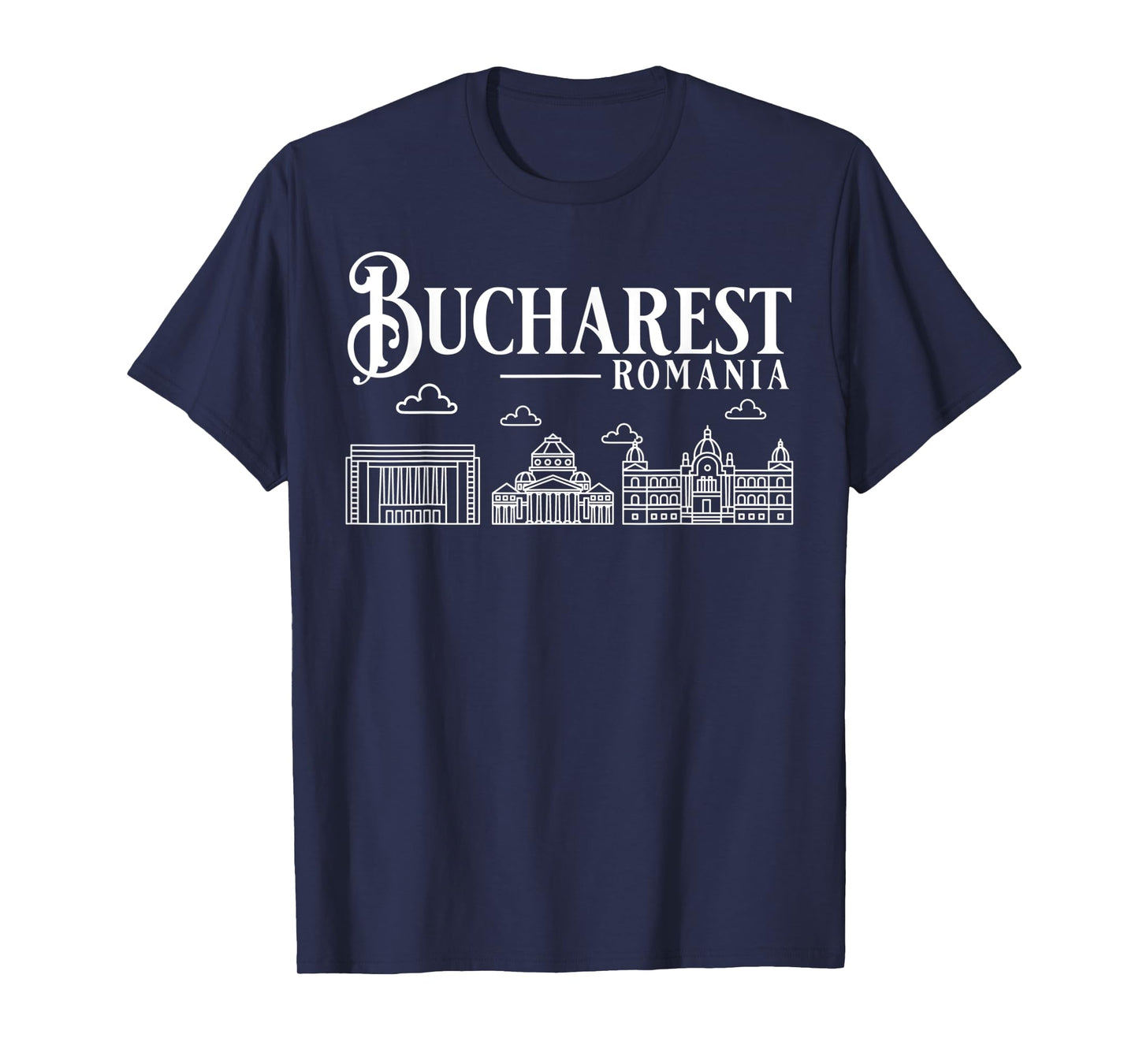 Bucharest Romania City Skyline Map Travel T-Shirt