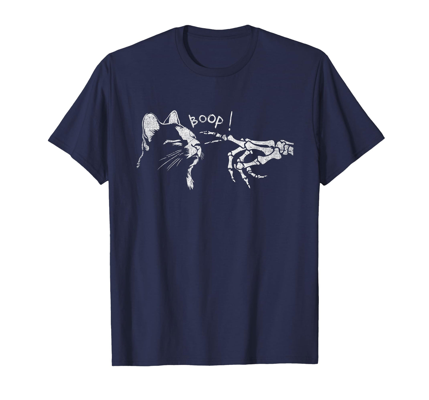 Black Cat Skeleton Hand Boop On A Cat's Nose Funny Halloween T-Shirt for Men Women Kids