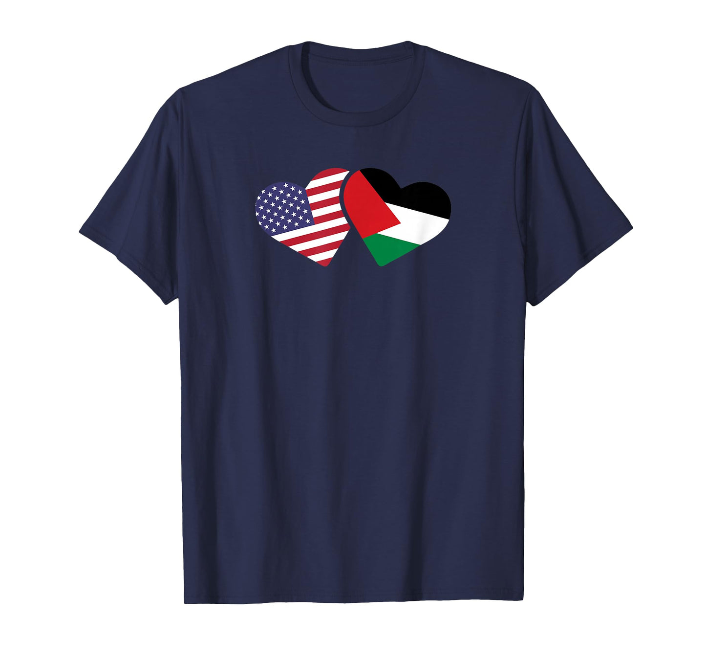 USA Palestine Flag T Shirt Heart Palestinian American Love T-Shirt