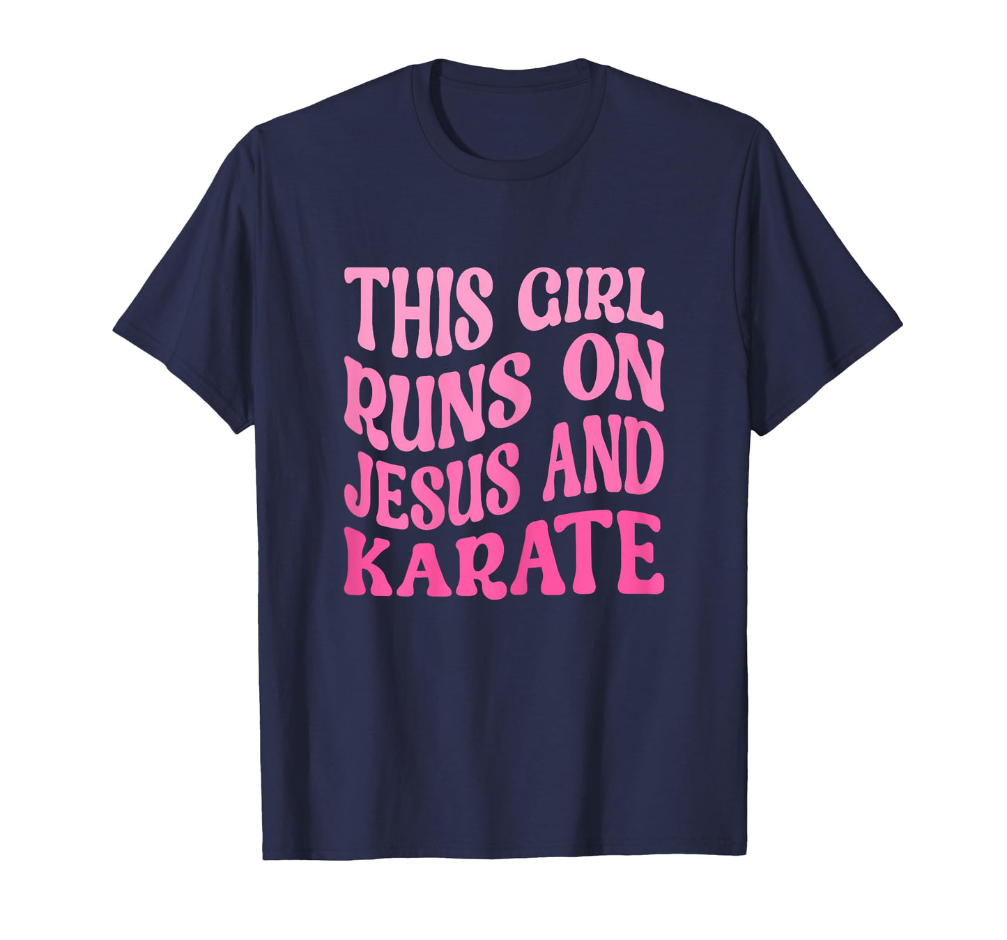 This Girl Runs On Jesus and Karate Funny Christian Karate T-Shirt