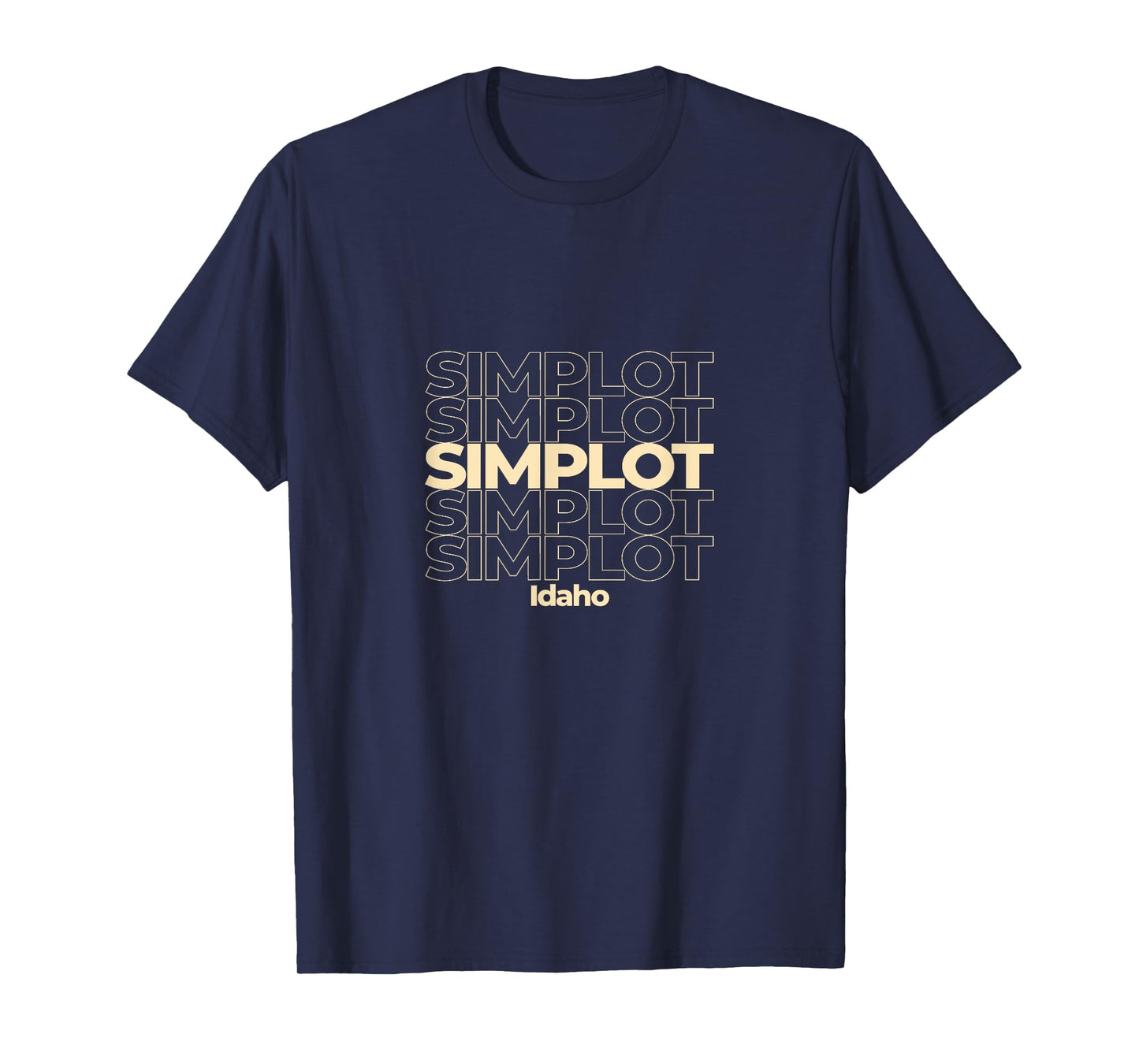 Vintage Simplot, Idaho Repeating Text T-Shirt
