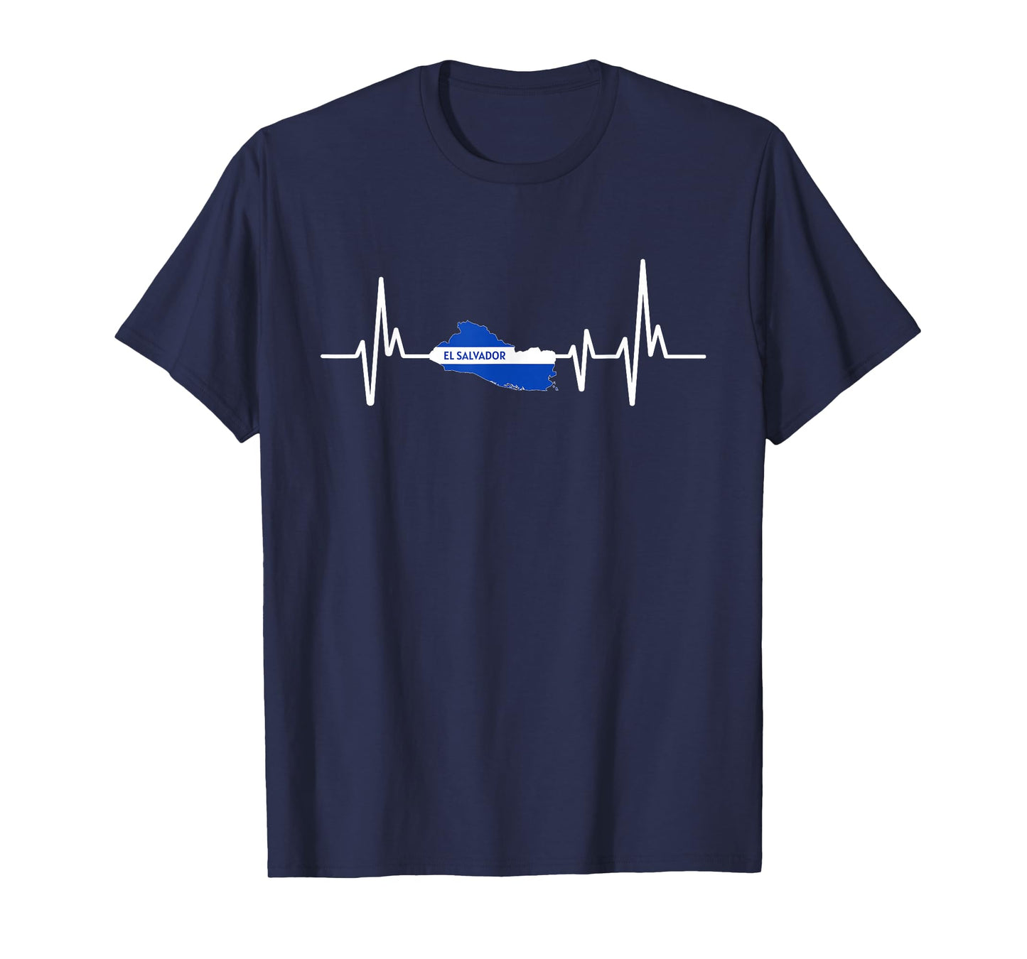 El Salvador Flag Heartbeat ECG Design El Salvador T-Shirt