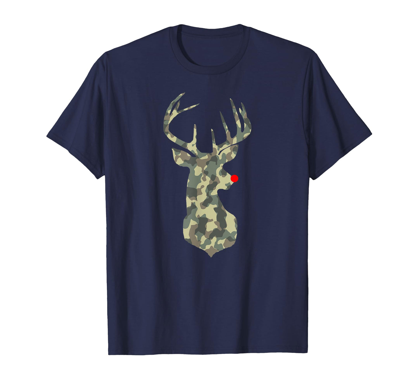 Christmas Holiday Rudolf Reindeer Red Nose camo hunting T-Shirt
