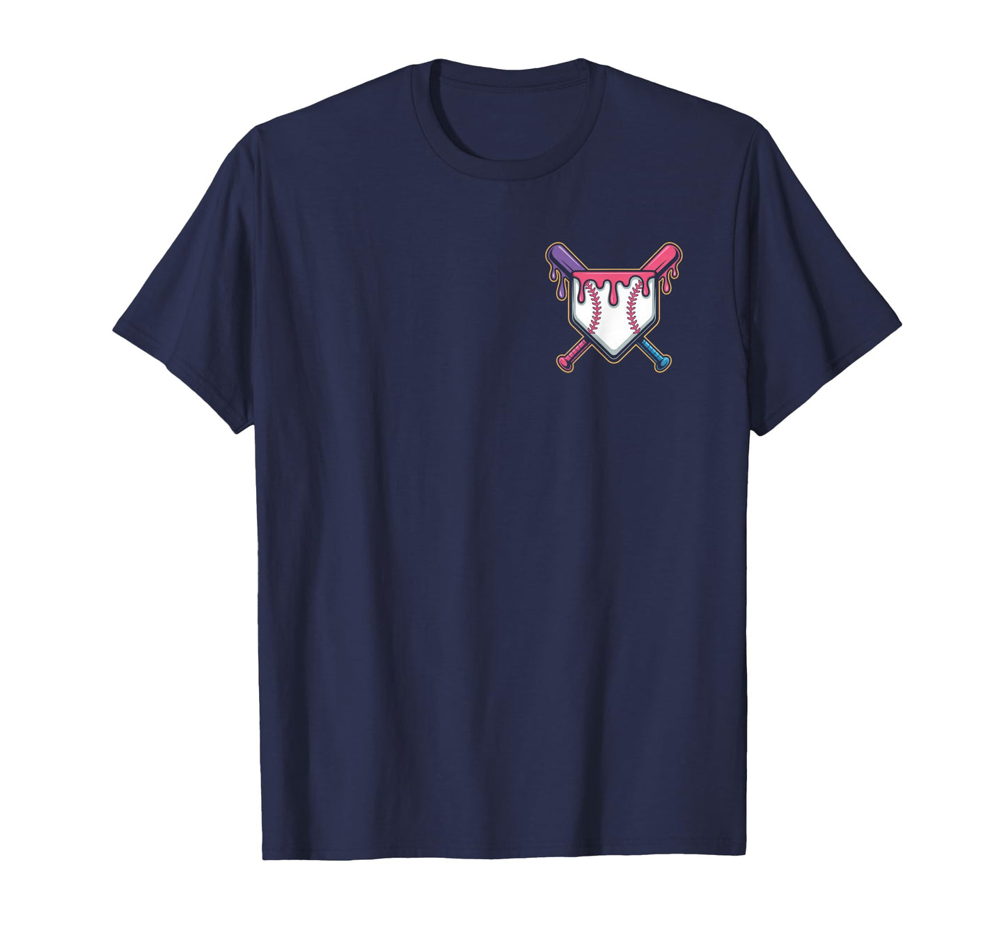 Baseball Pocket Dripping Ice Cream Drip Home Plate Baseball T-Shirt