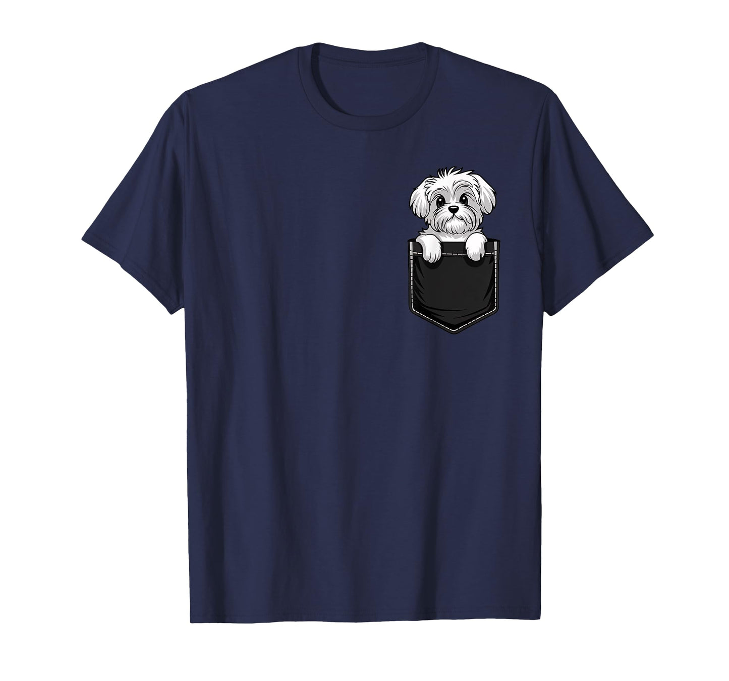 Funny Maltese In Pocket Dog Mom Dad Men Women Kids T-Shirt