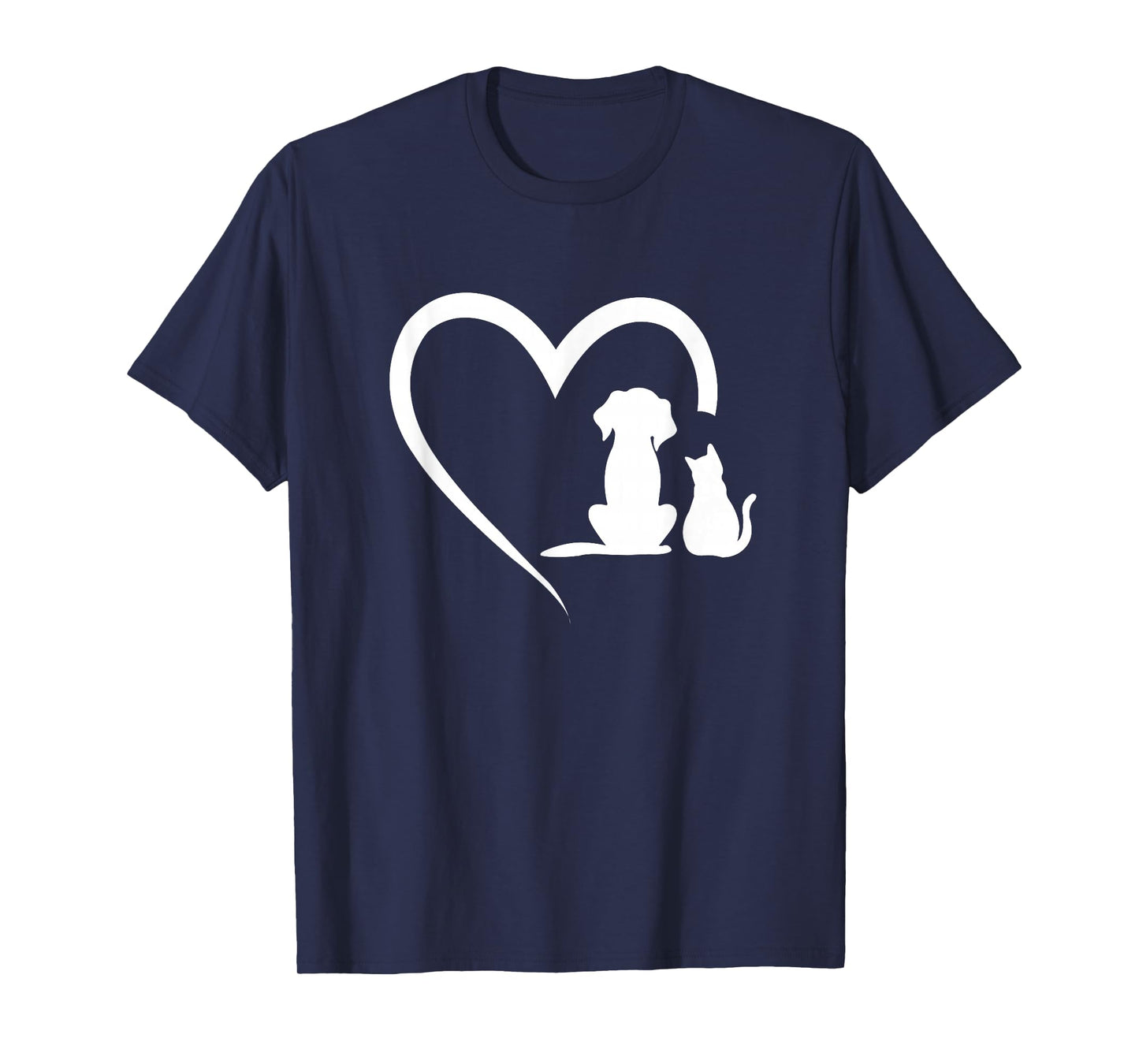 Dog Puppy and Baby Cat Heart - Animal Dog & Cat Heart T-Shirt Small