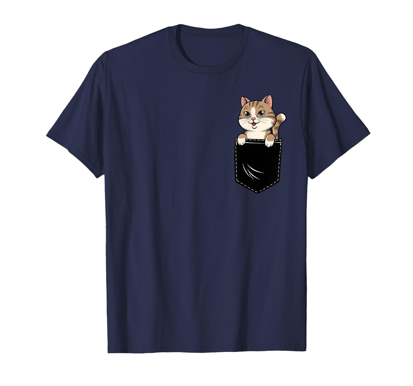 Funny Cat In Pocket Animal Cute Women Men T-Shirt