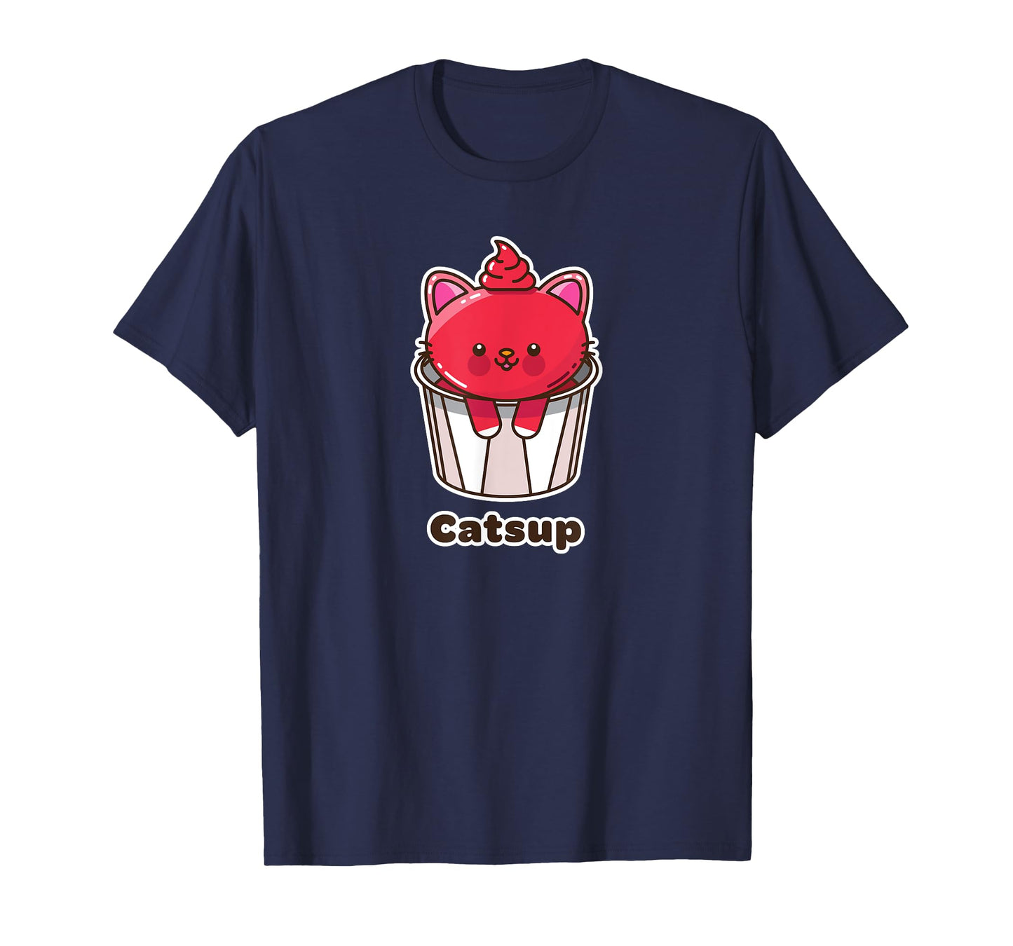 Kawaii Cat Catsup Ketchup Cute Fun Japanese Food Pun Gift T-Shirt for Men Women Kids
