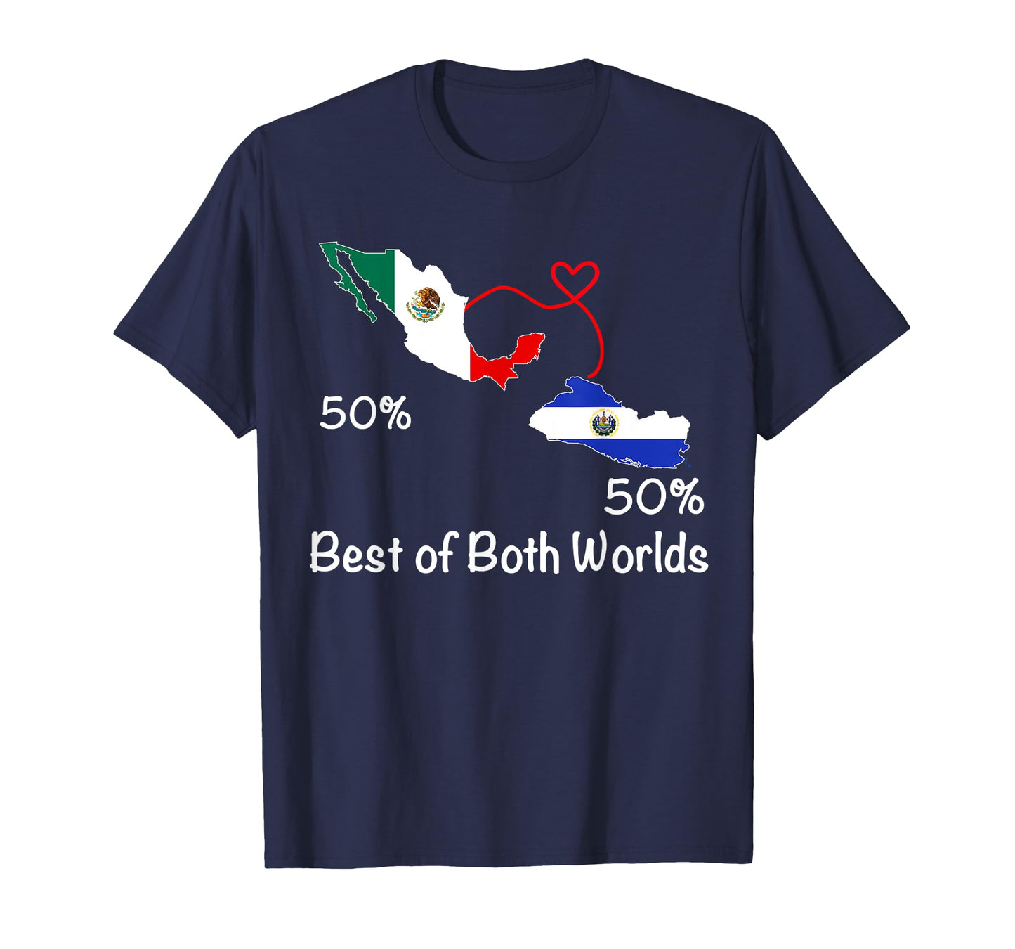 Half Salvadorian Half Mexican Flag Map Salvador Mexico T-Shirt