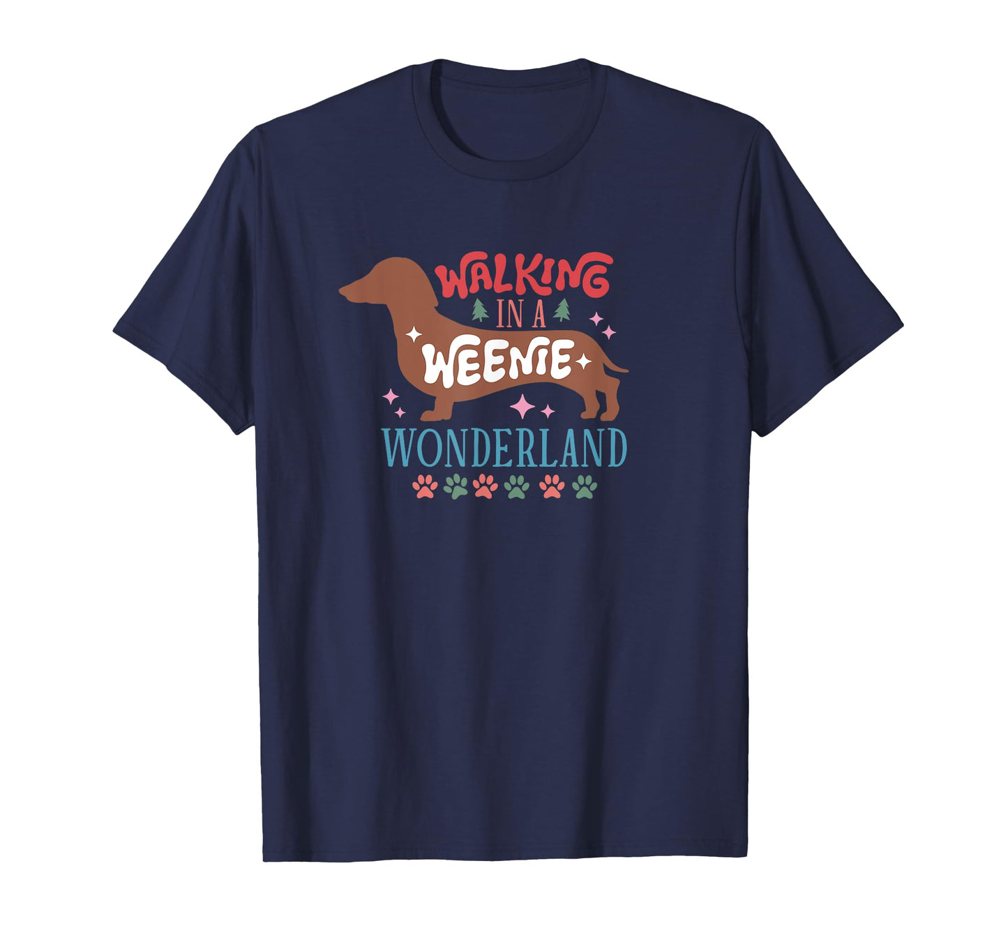Elk Christmas Designs Wiener Dog T-Shirt, Black, Small