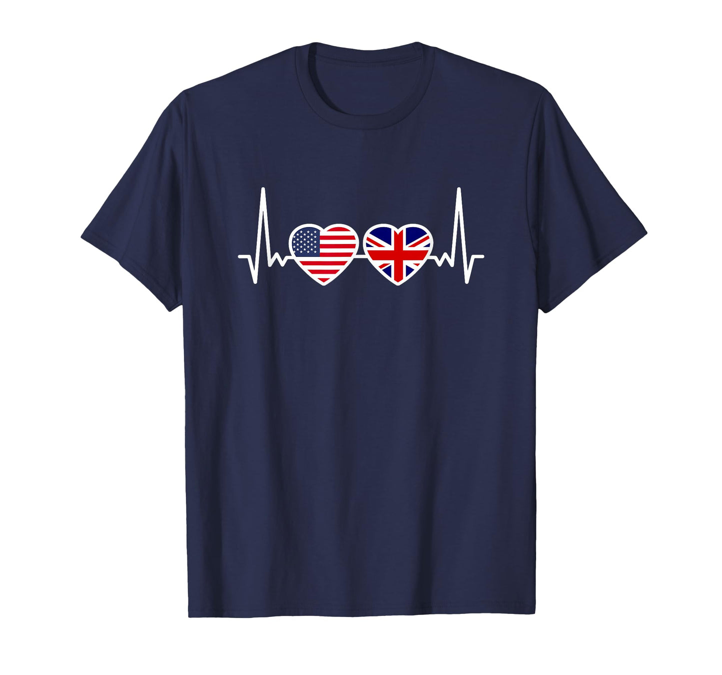 Great Britain USA Heartbeat Flag British Roots American T-Shirt