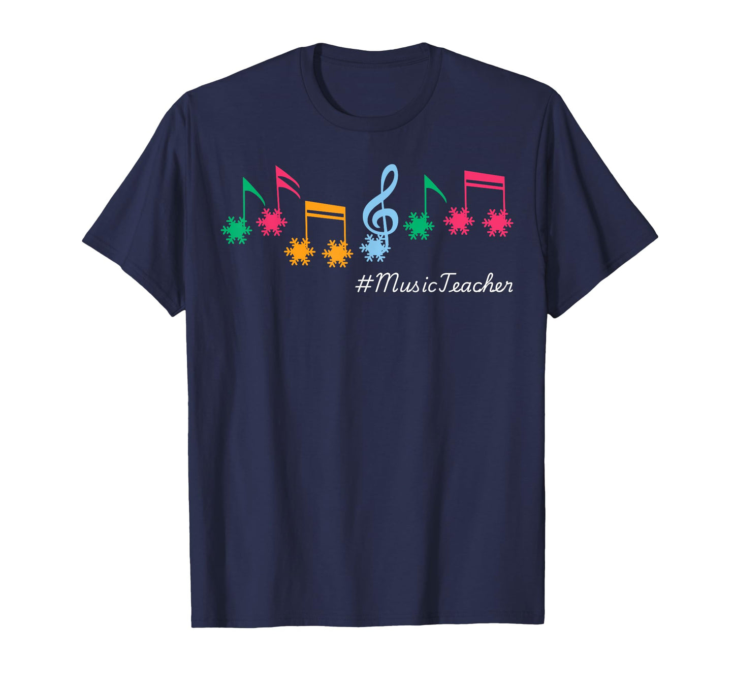Funny Music Teacher Christmas Music Notes Snowflakes Outfit T-Shirt