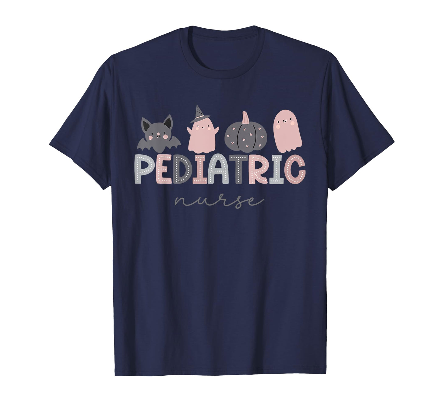 Pediatric Nurse Pumpkin Bat Ghost Cute Halloween PEDS NICU T-Shirt