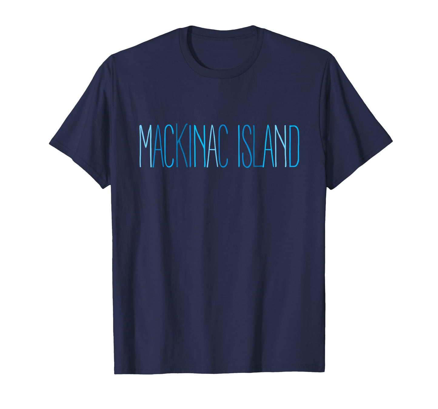 Mackinac Island Michigan Blue Lettering T-Shirt