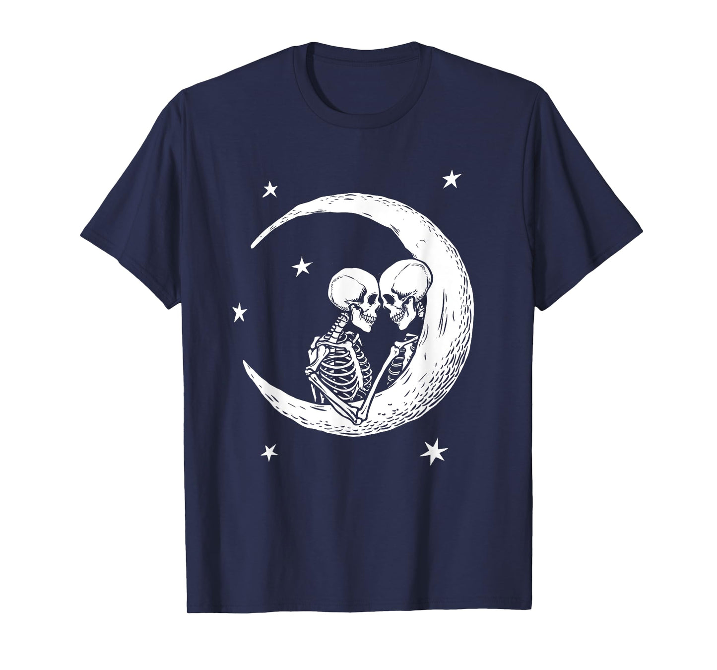 Two Skeletons In Love On The Moon Cute Womens Fall Fashion T-Shirt