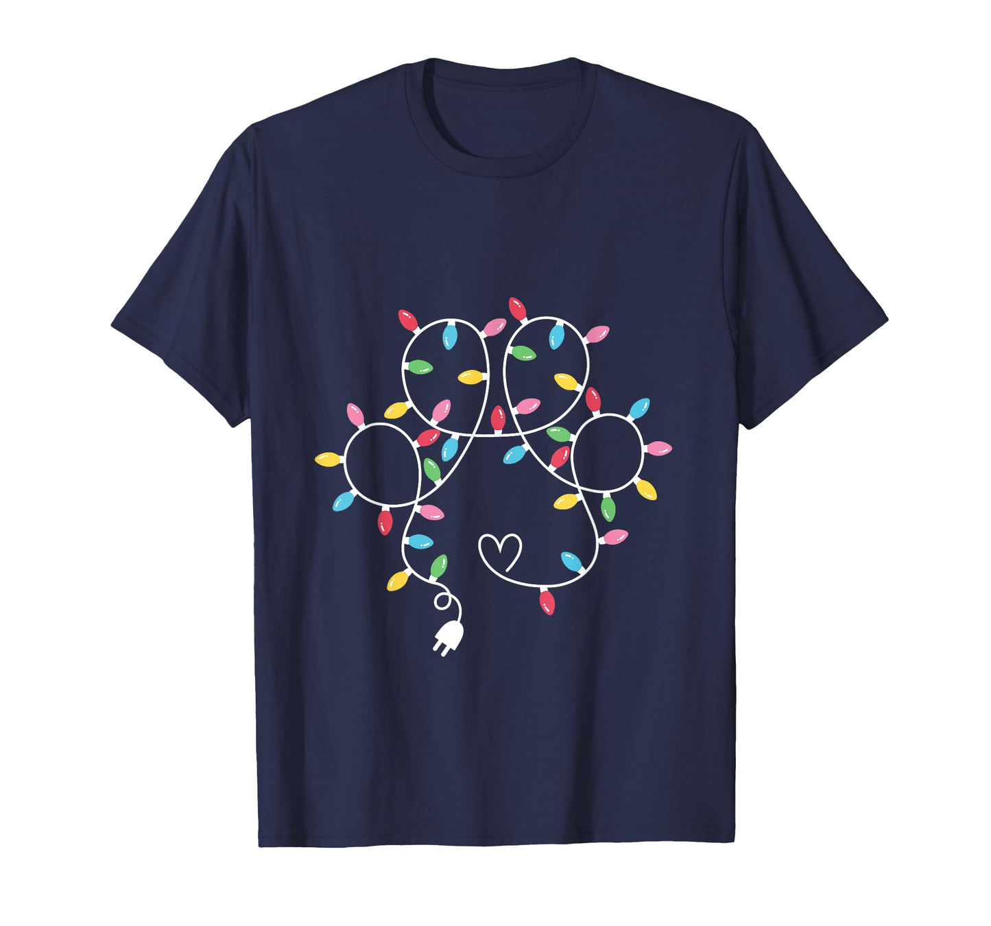 Dog Paw Print Lights Christmas Dog Lover Christmas Men Women Kids T-Shirt