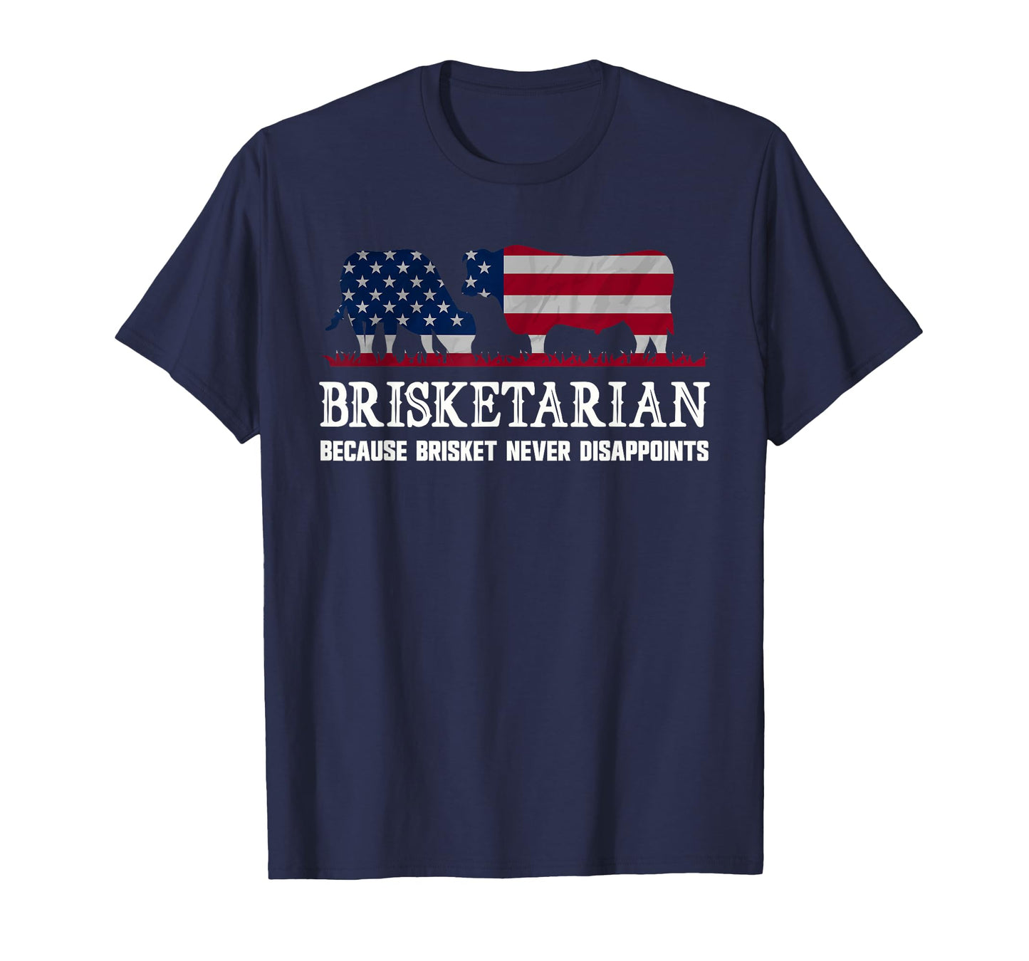 Funny Brisketarian Brisket Smoker BBQ American Flag T-Shirt