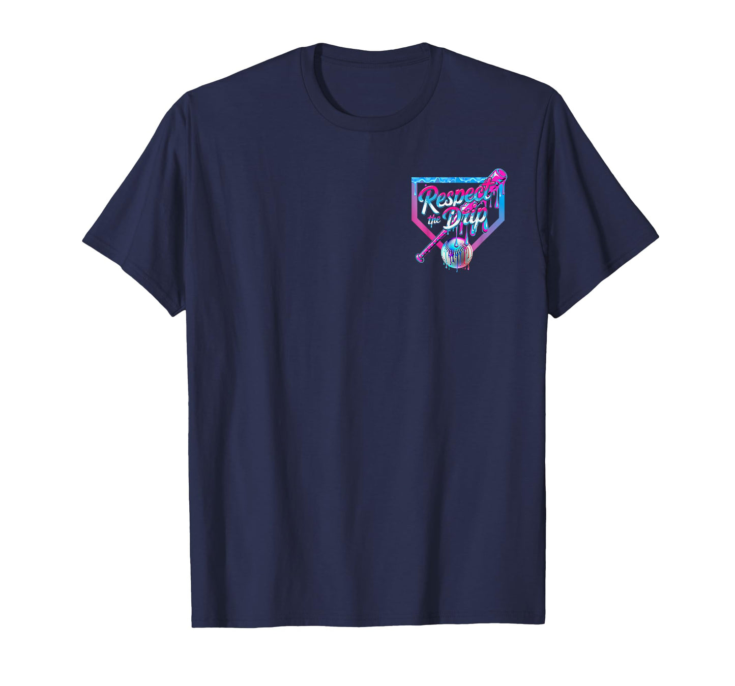 Baseball Dripping Ice Cream Respect The Drip Logo Pocket T-Shirt