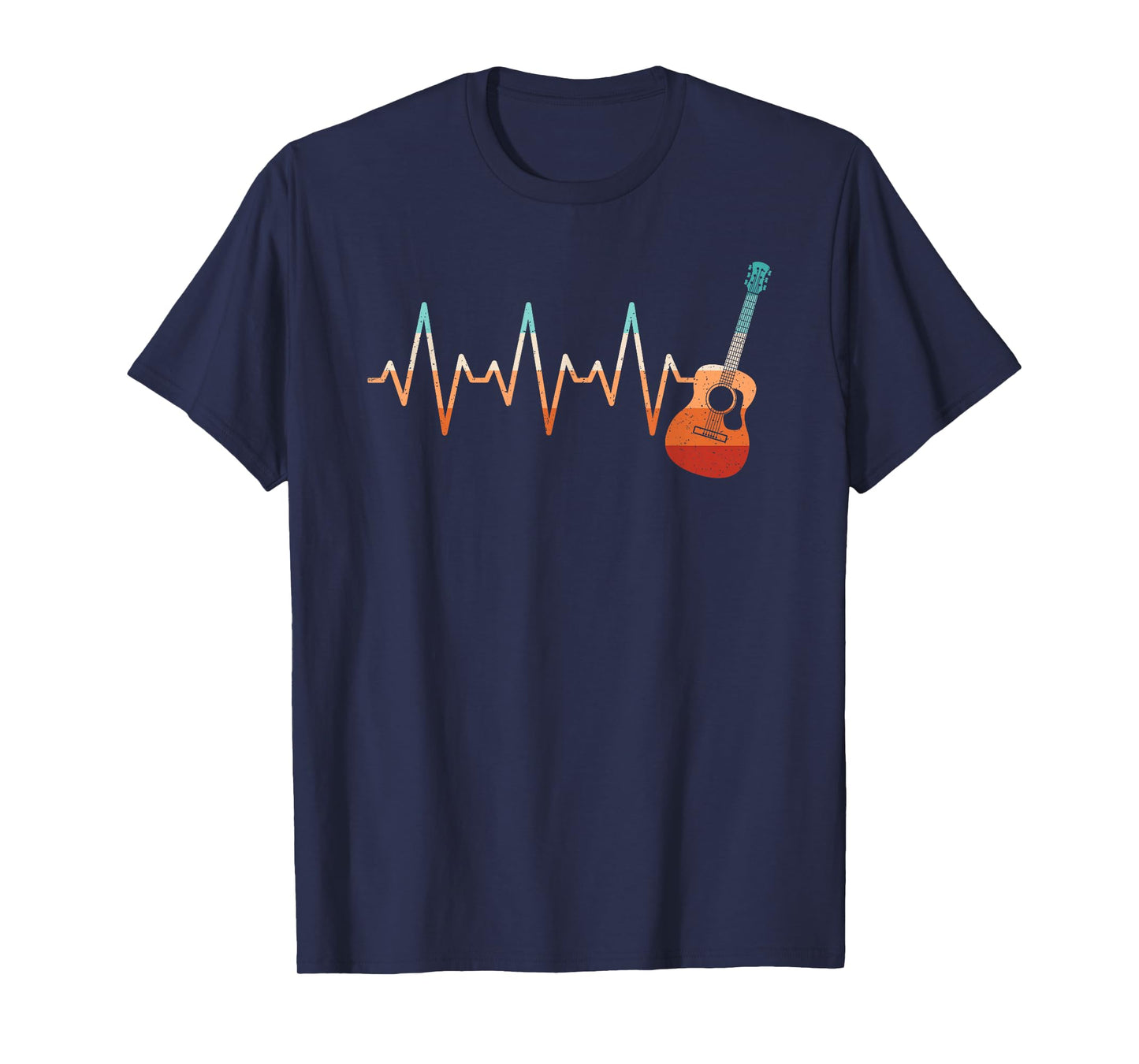 Retro Acoustic Guitar Heartbeat Guitarist Music Rock Men T-Shirt