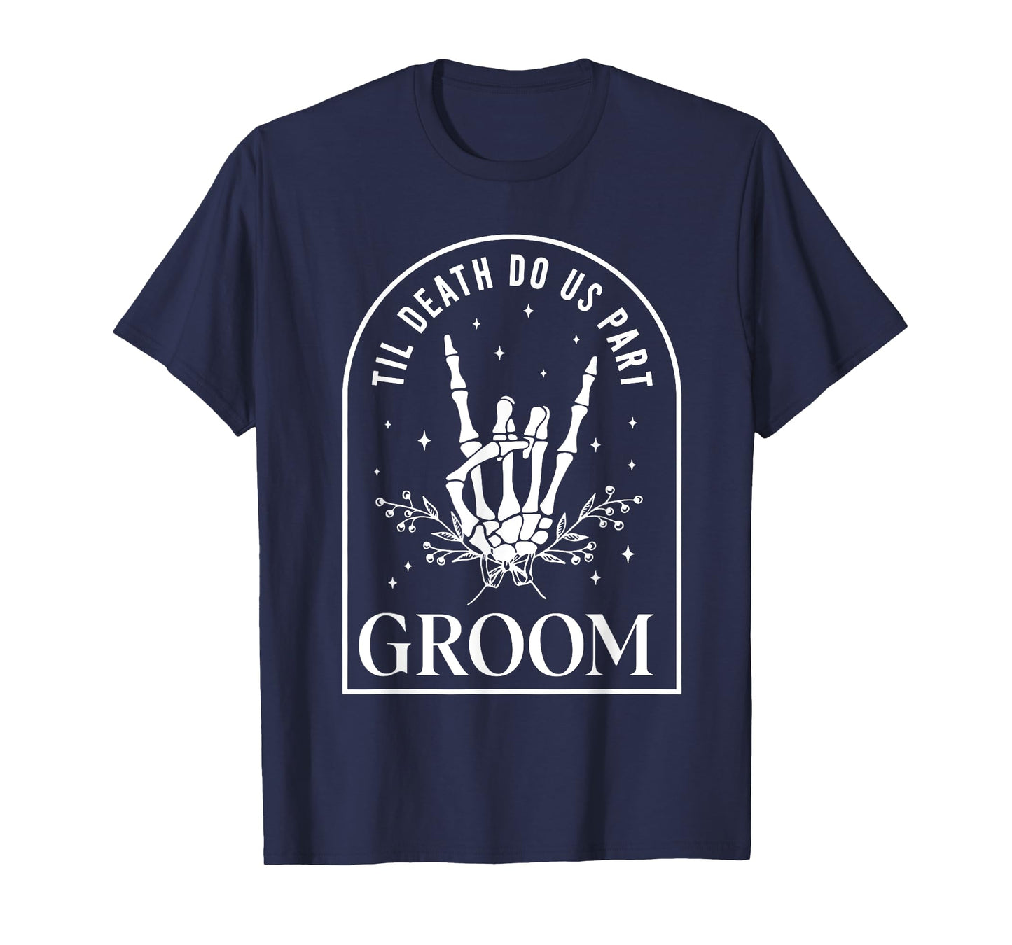 Groom Bride Skeleton Rock Hand Couples Wedding Halloween T-Shirt