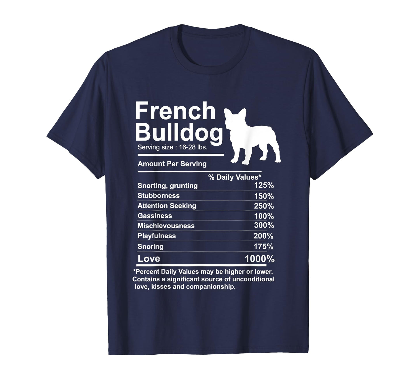 French Bulldog Facts nutrition Gift Frenchie mom Dog T-Shirt