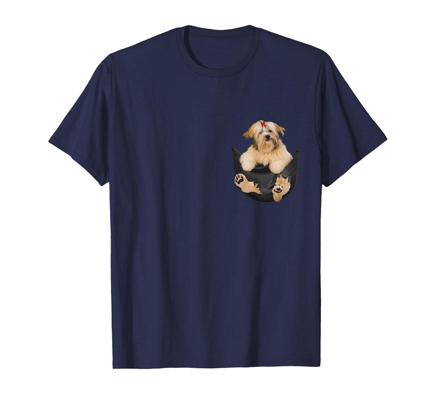 Dog Lovers Gifts Lhasa Apso In Pocket Funny Dog Face Men Women Kids T-Shirt