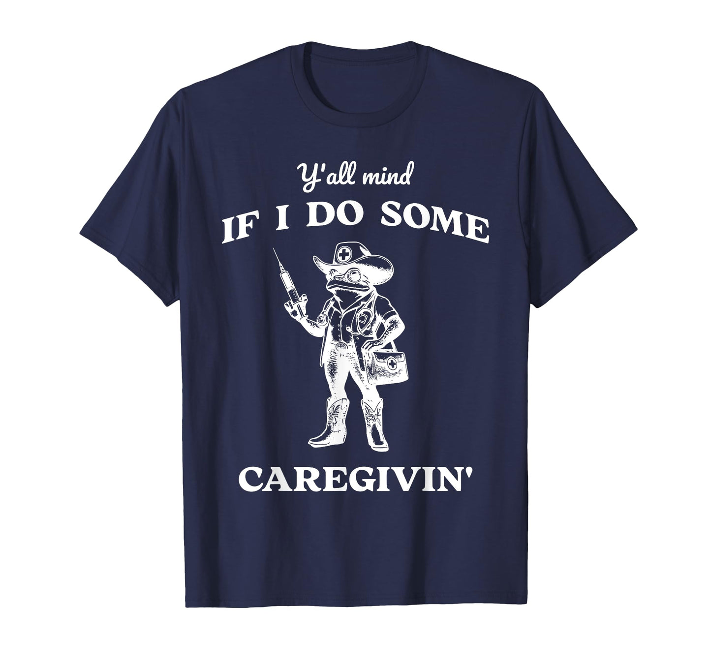 Retro Western Caregiver Nurse Cowboy Frog Registered Nurse T-Shirt