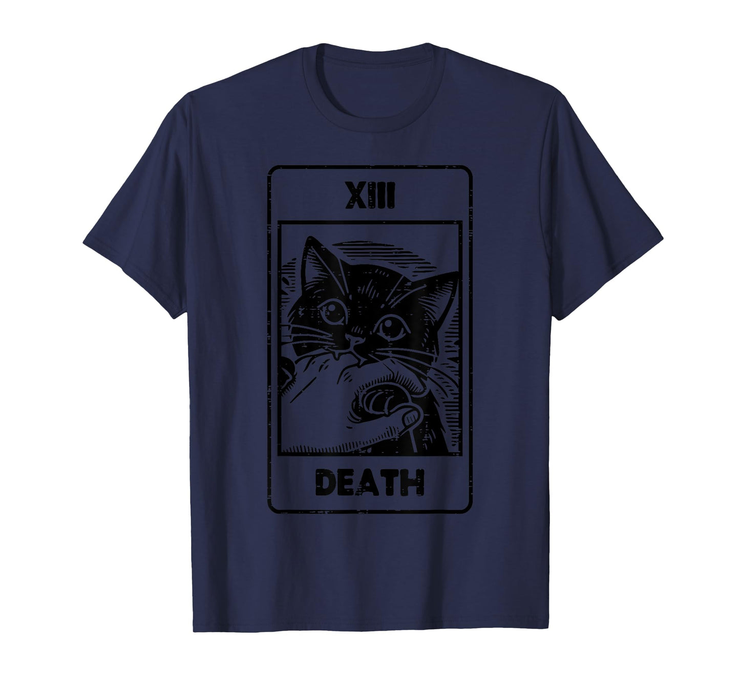 Black Cat Bite Tarot Card Death Funny Halloween Women Men T-Shirt
