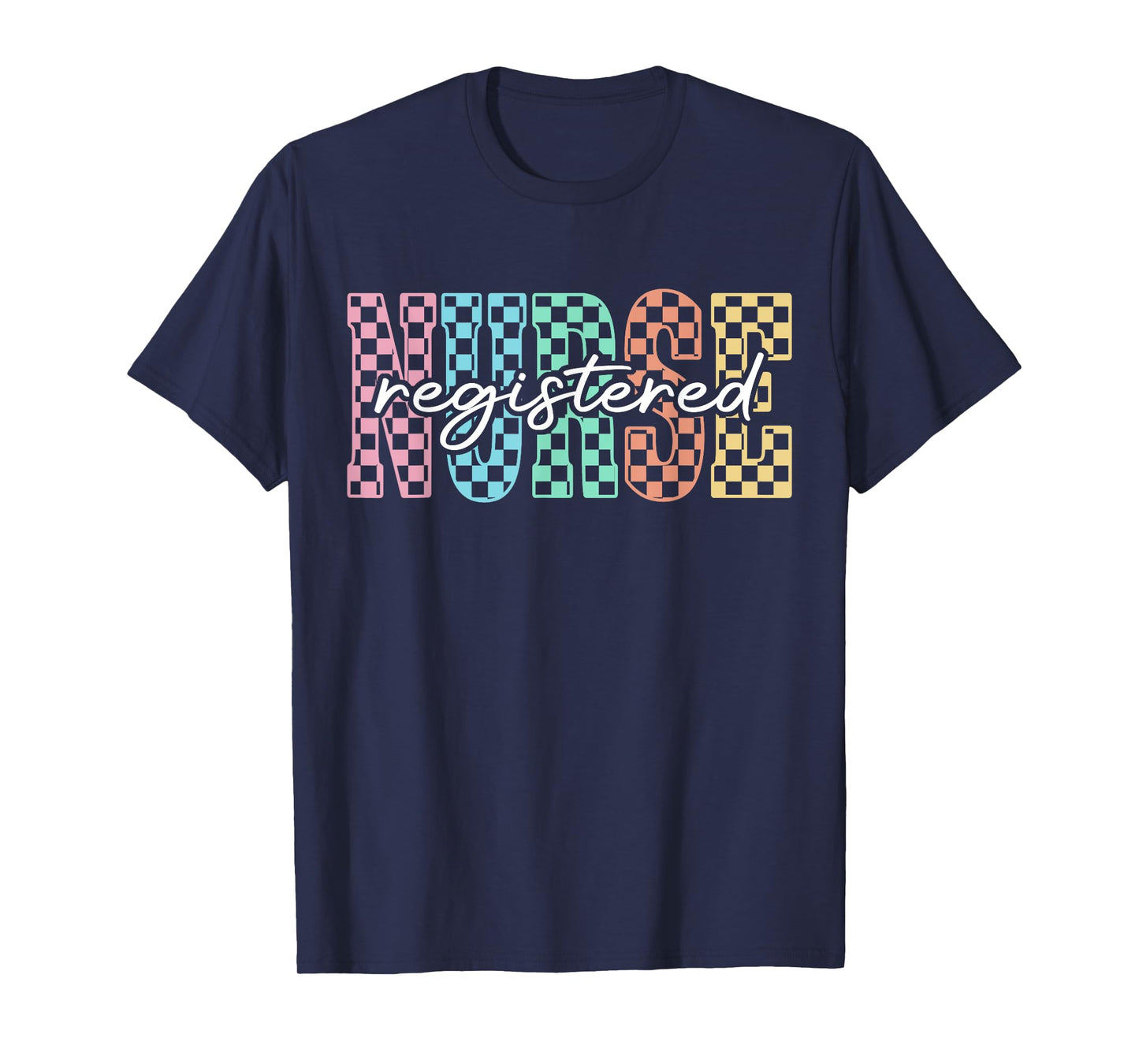 RN Nurse Registered Nurse Nursing Women Retro Checkered T-Shirt