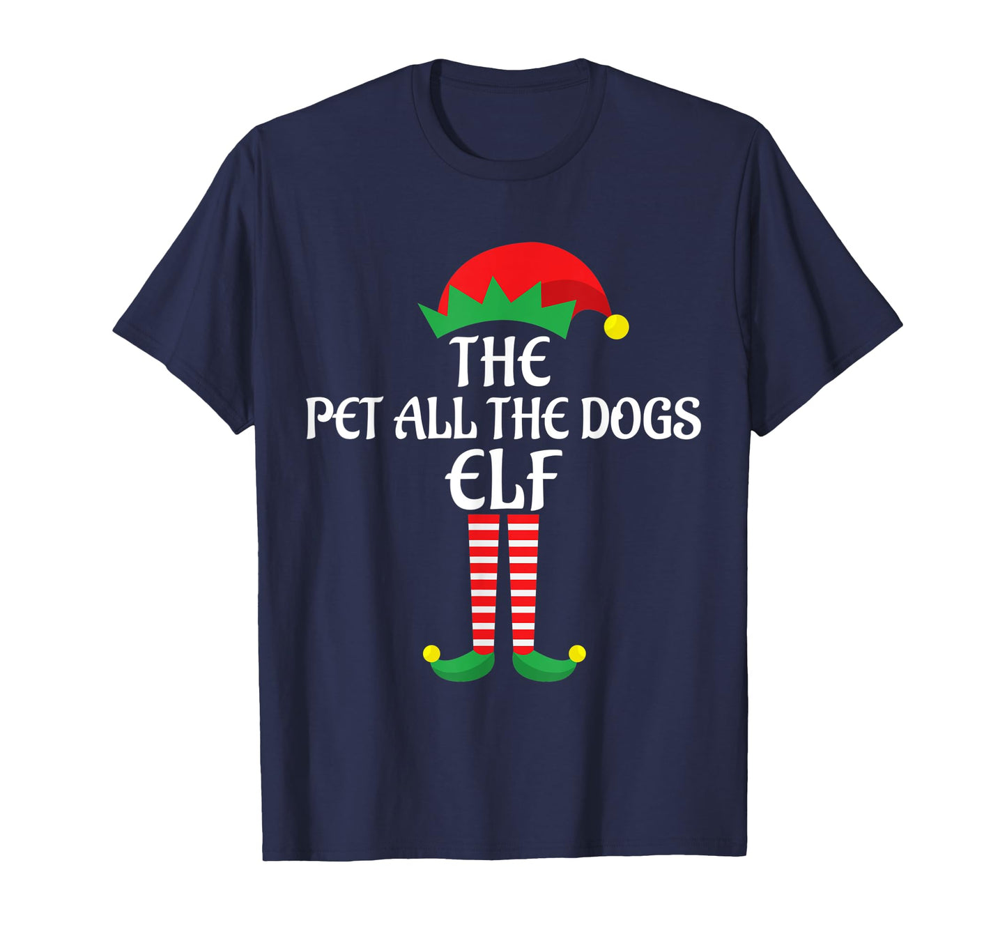 Pet All the Dogs Elf Christmas Theme Family Group Matching T-Shirt