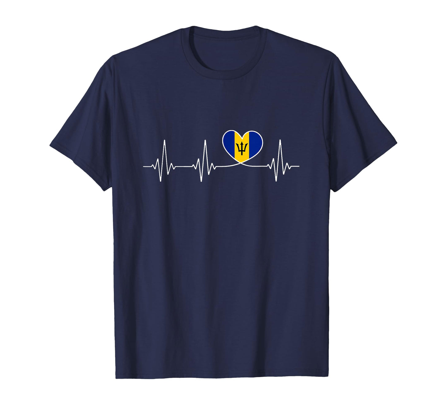 Barbados Love Heartbeat Barbadian Flag with Heart Barbados T-Shirt