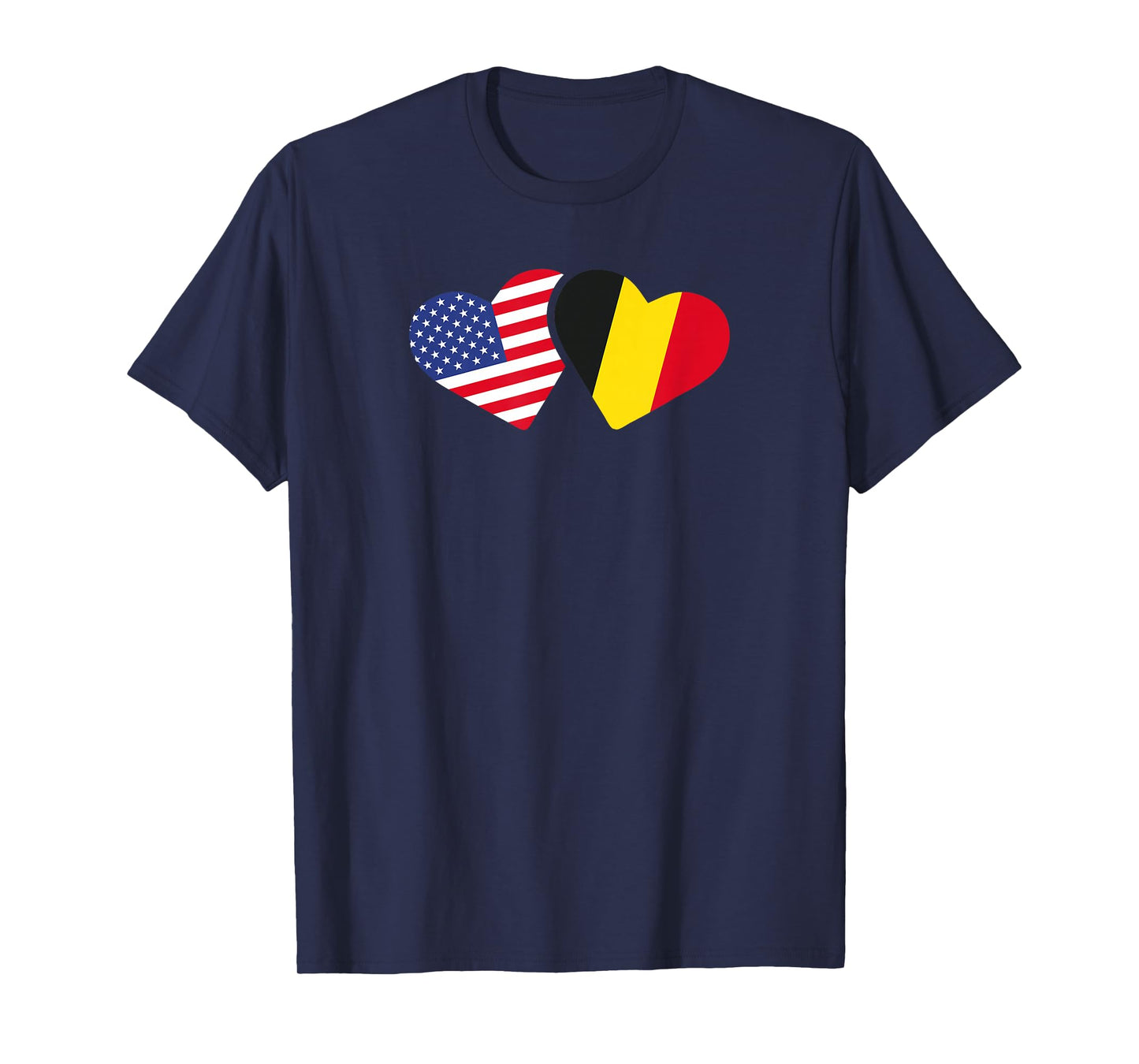Belgium USA Flag T Shirt Heart Belgian Americans Love Cute T-Shirt