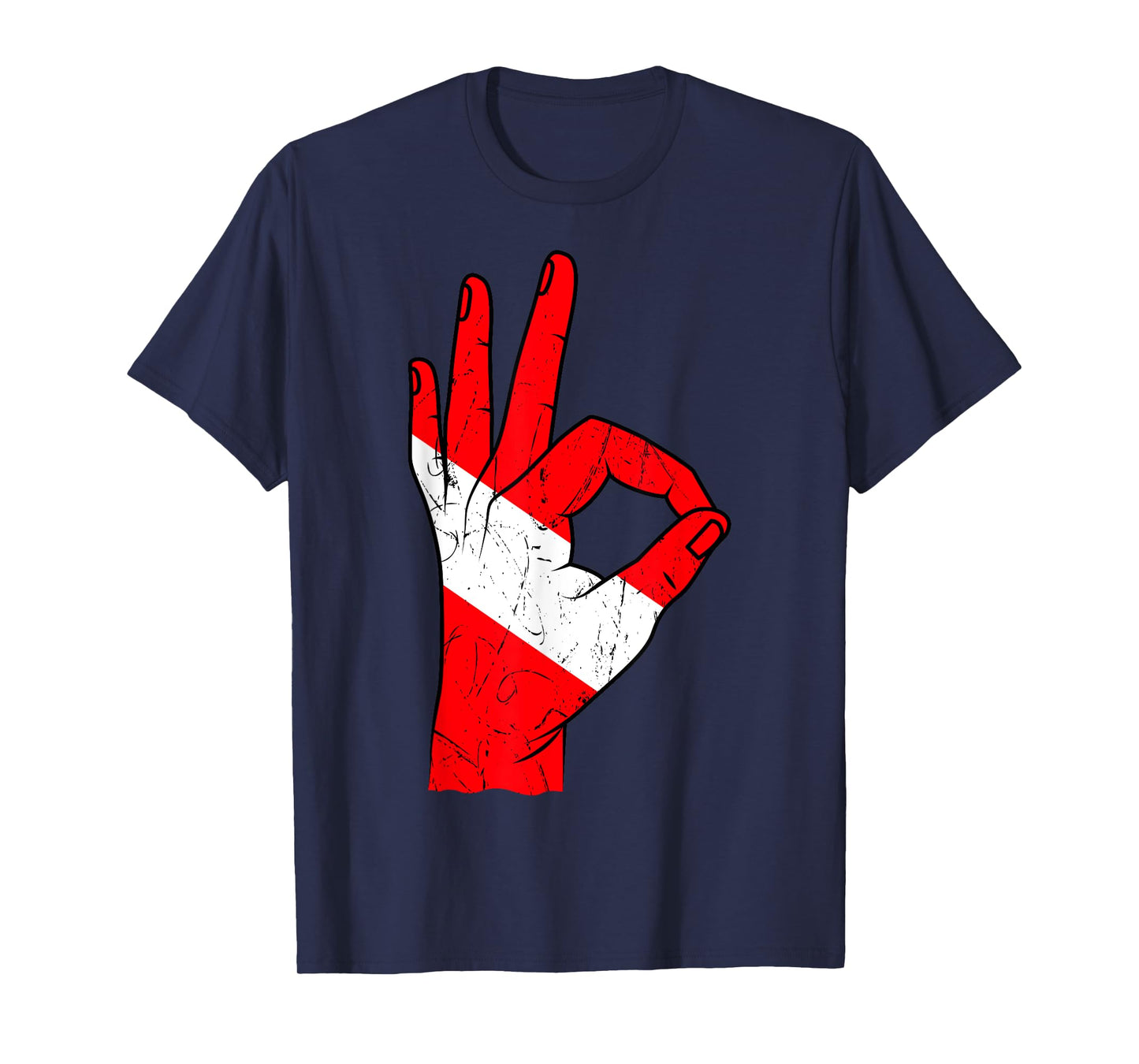 Hand Sign OK Scuba Diving Diver Down Flag Underwater Dive T-Shirt