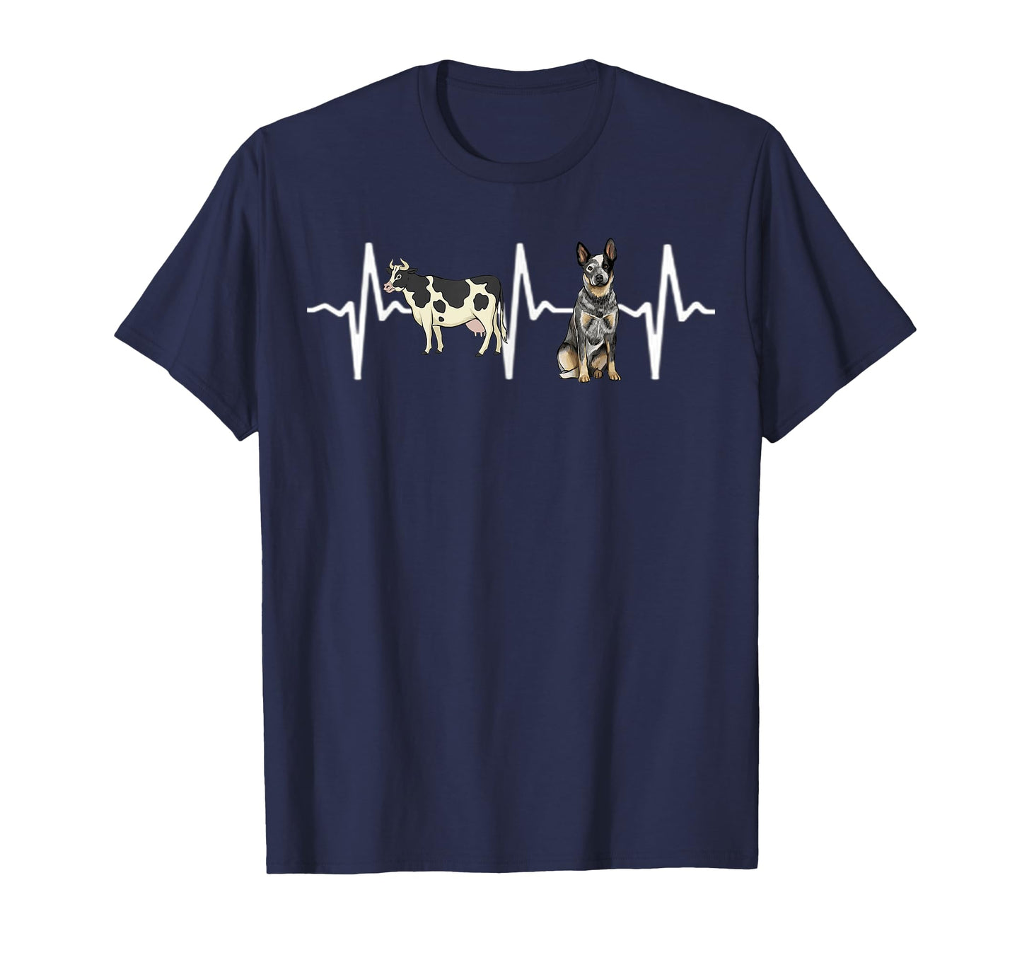 Cow Spotted Australian Cattle Dog Heartbeat Dog Lover T-Shirt for Men Women Kids