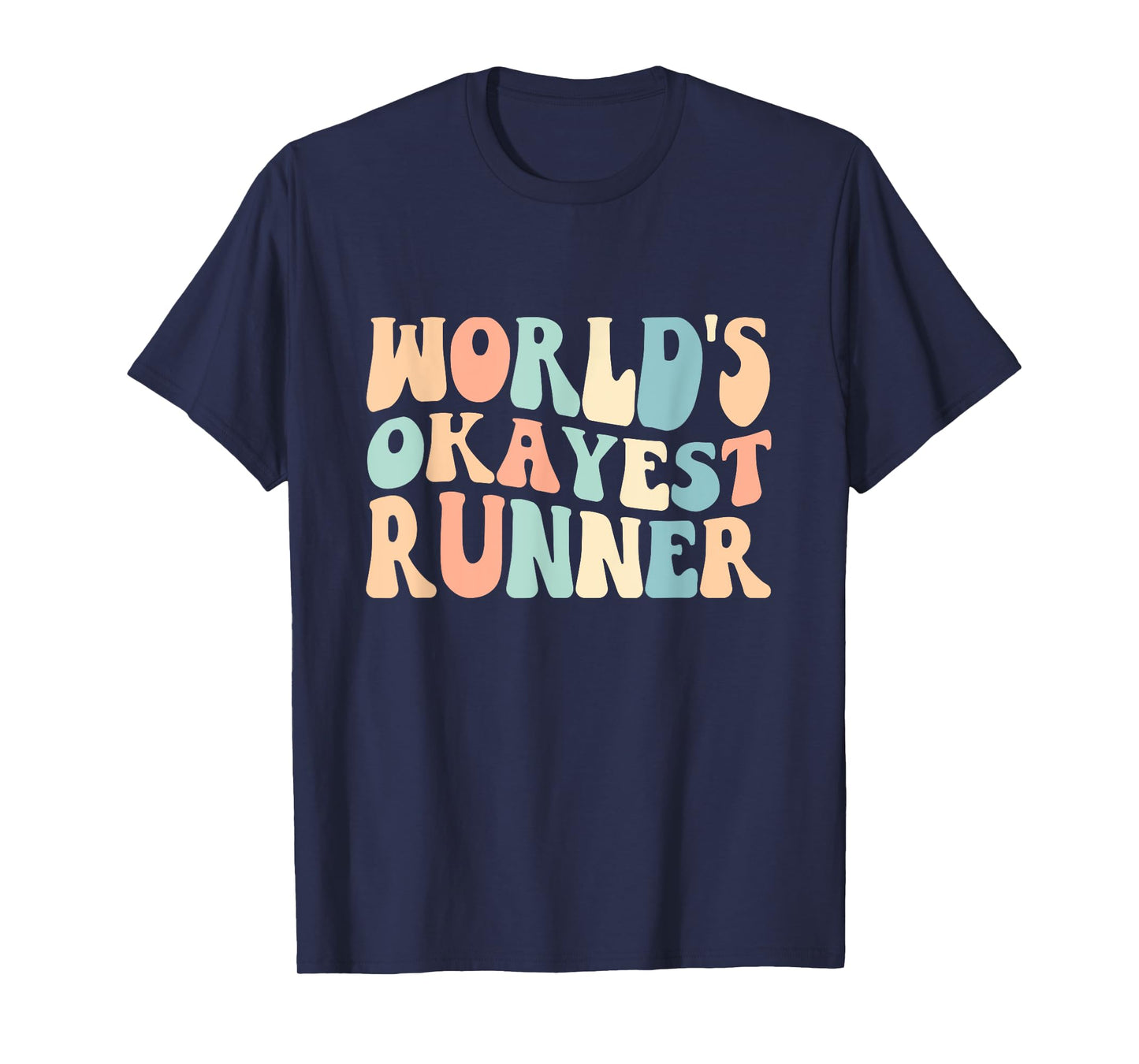 Groovy Retro Vintage Worlds Okayest Runner Running Lover T-Shirt