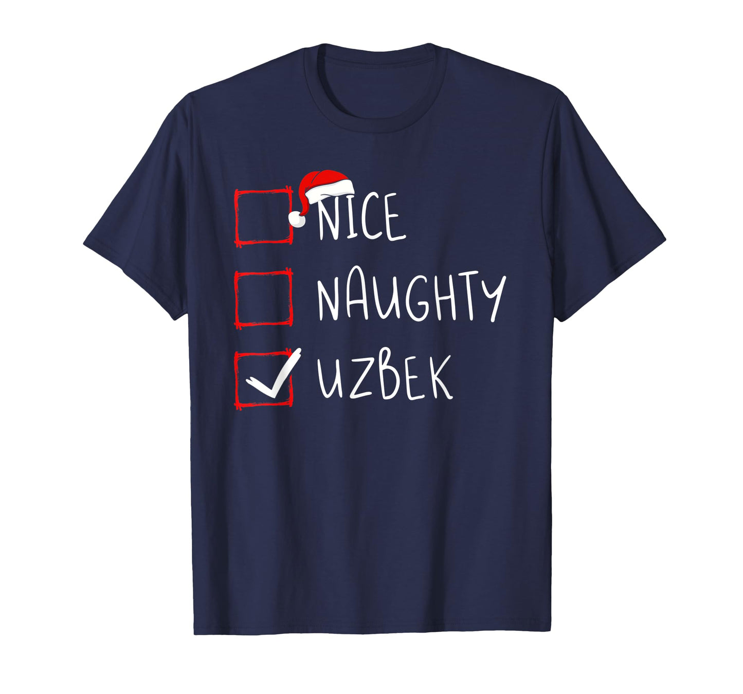 Nice Naughty Uzbek Christmas Uzbekistan Heritage Roots T-Shirt
