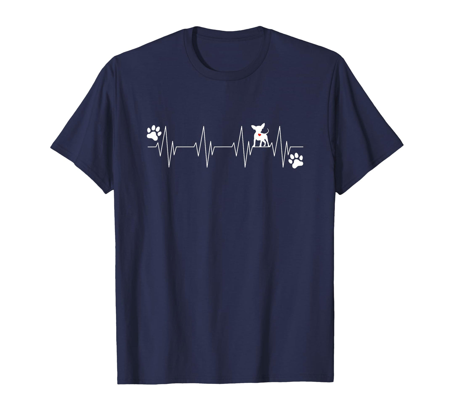Chihuahua Heartbeat Line Dog Lover Pet Design T-Shirt