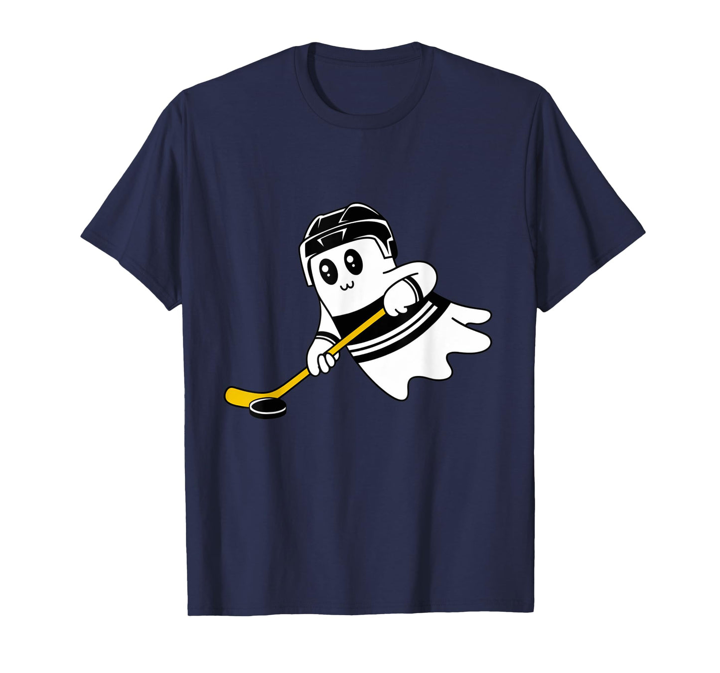 Ghost Playing Ice Hockey Halloween Costume Sports Men Boys T-Shirt