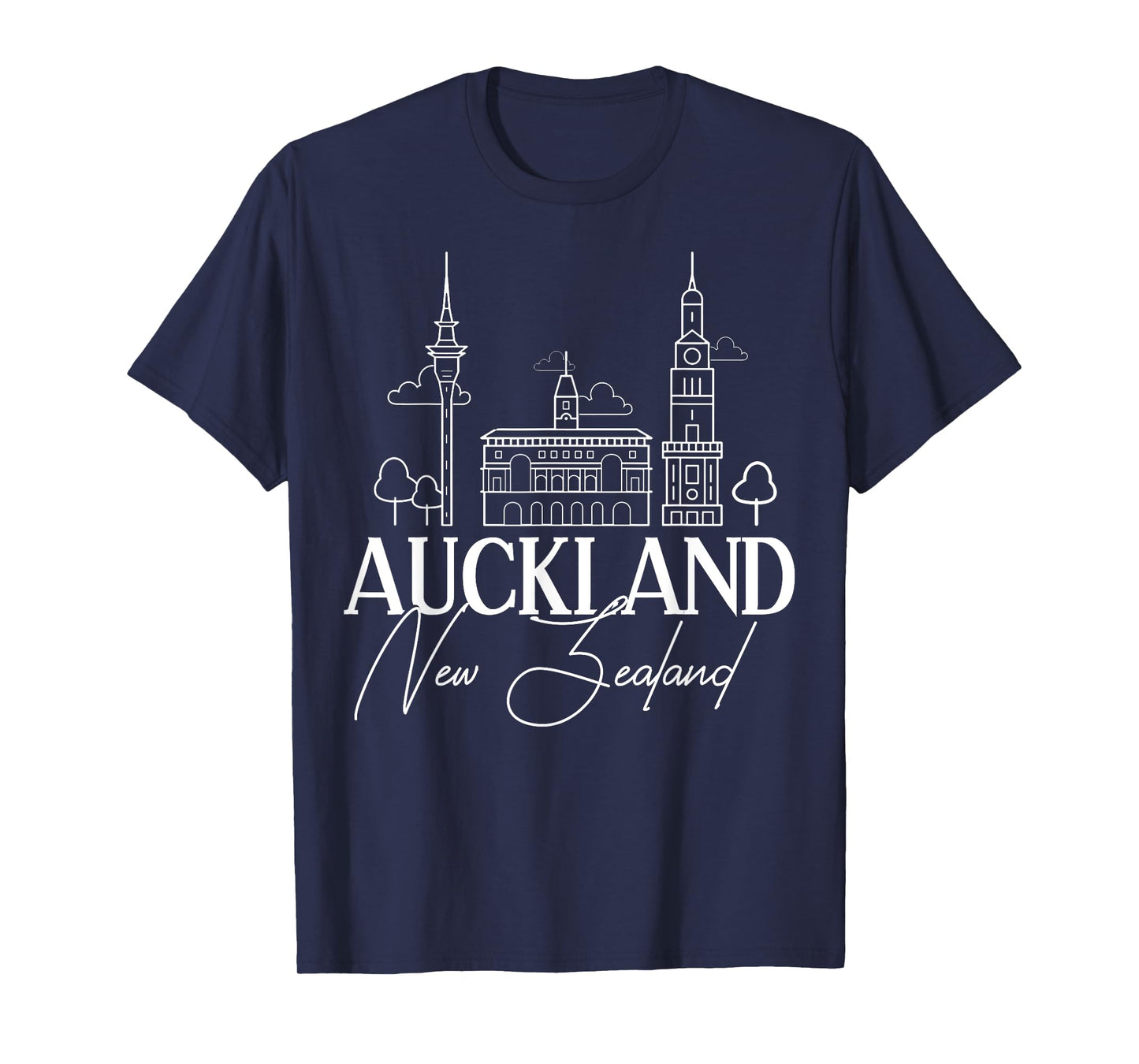 Auckland New Zealand City Skyline Map Travel T-Shirt