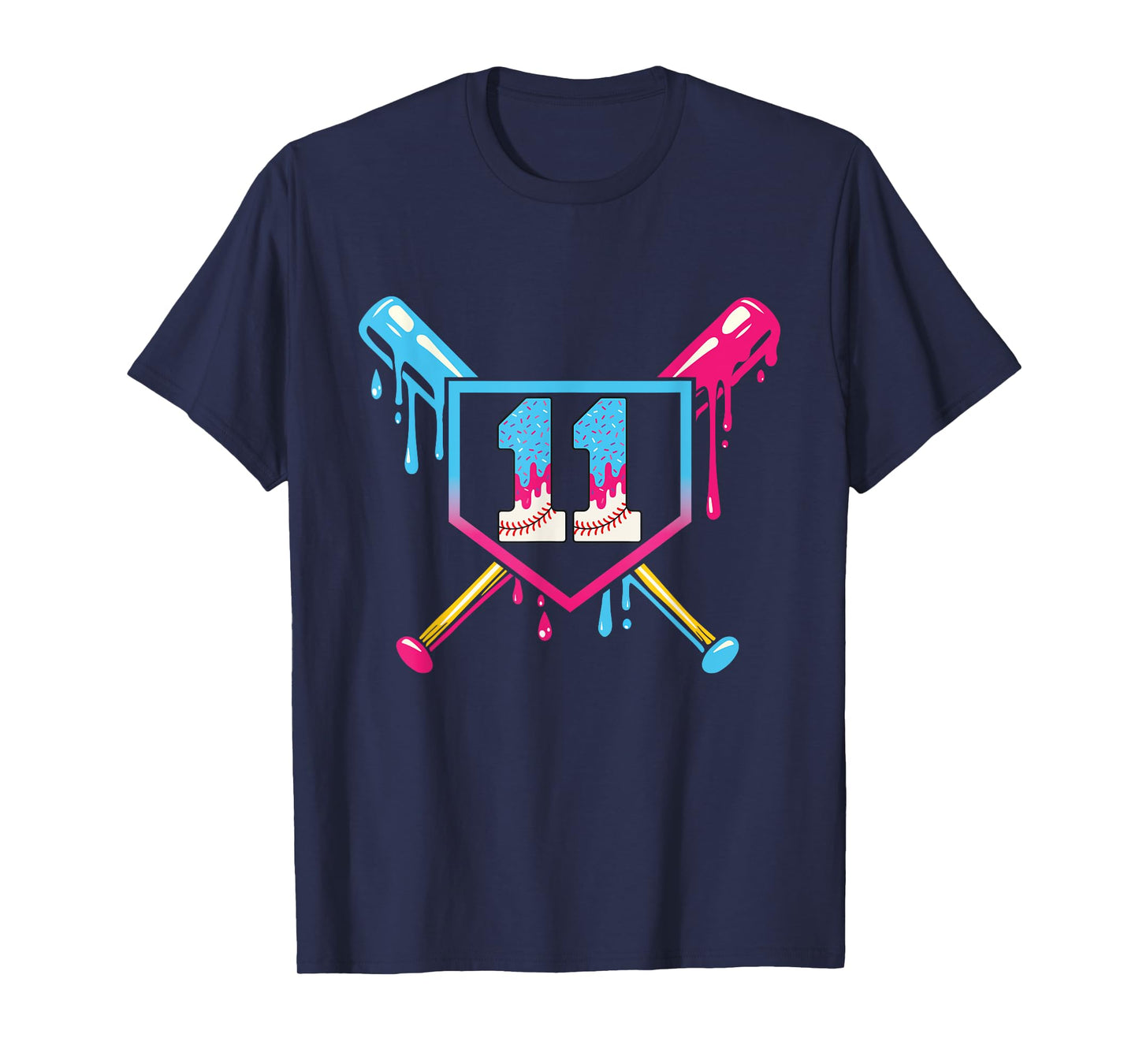 Baseball 11 Year Old Ice Cream 11th Birthday Boy Number 11 T-Shirt