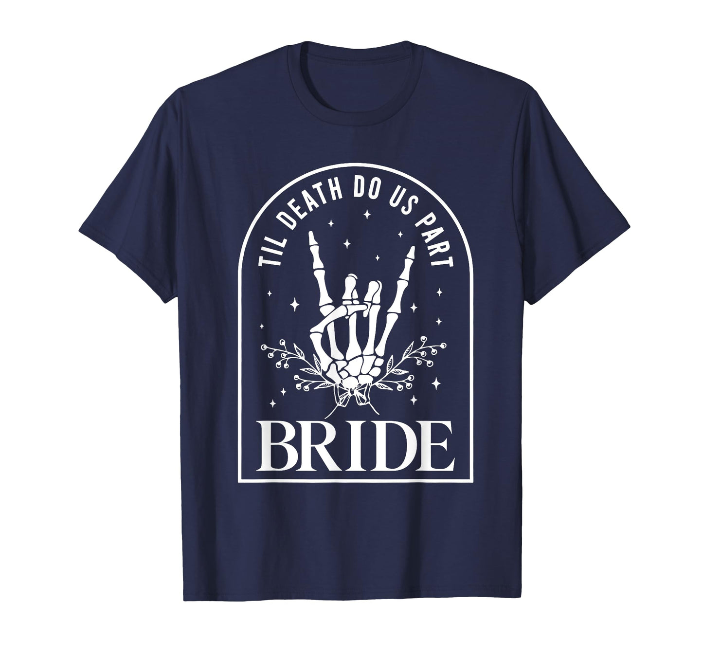 Bride Groom Skeleton Rock Hand Couples Wedding Halloween T-Shirt