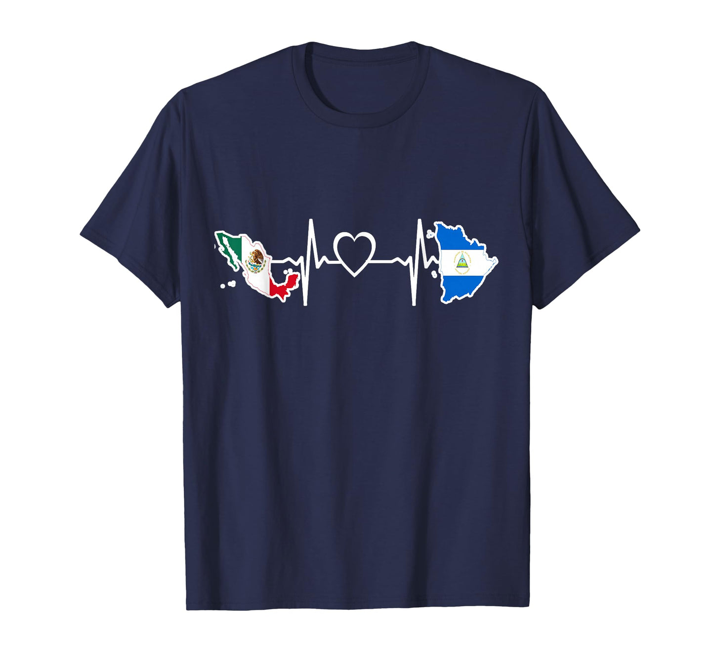 Mexico Nicaragua Flag - Mexican Nicaraguan HeartBeat T-Shirt