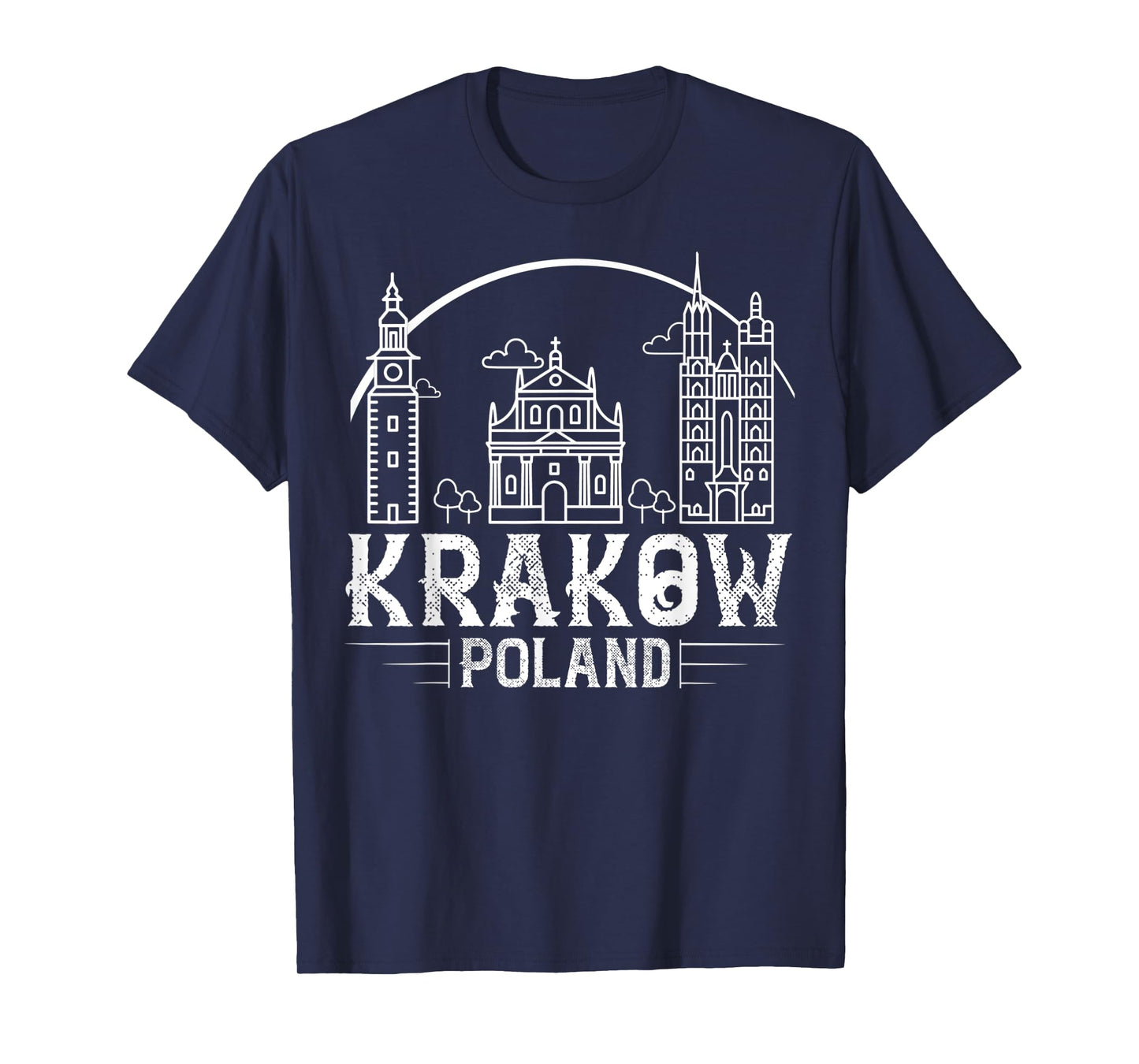 Krakow Poland City Skyline Map Travel T-Shirt