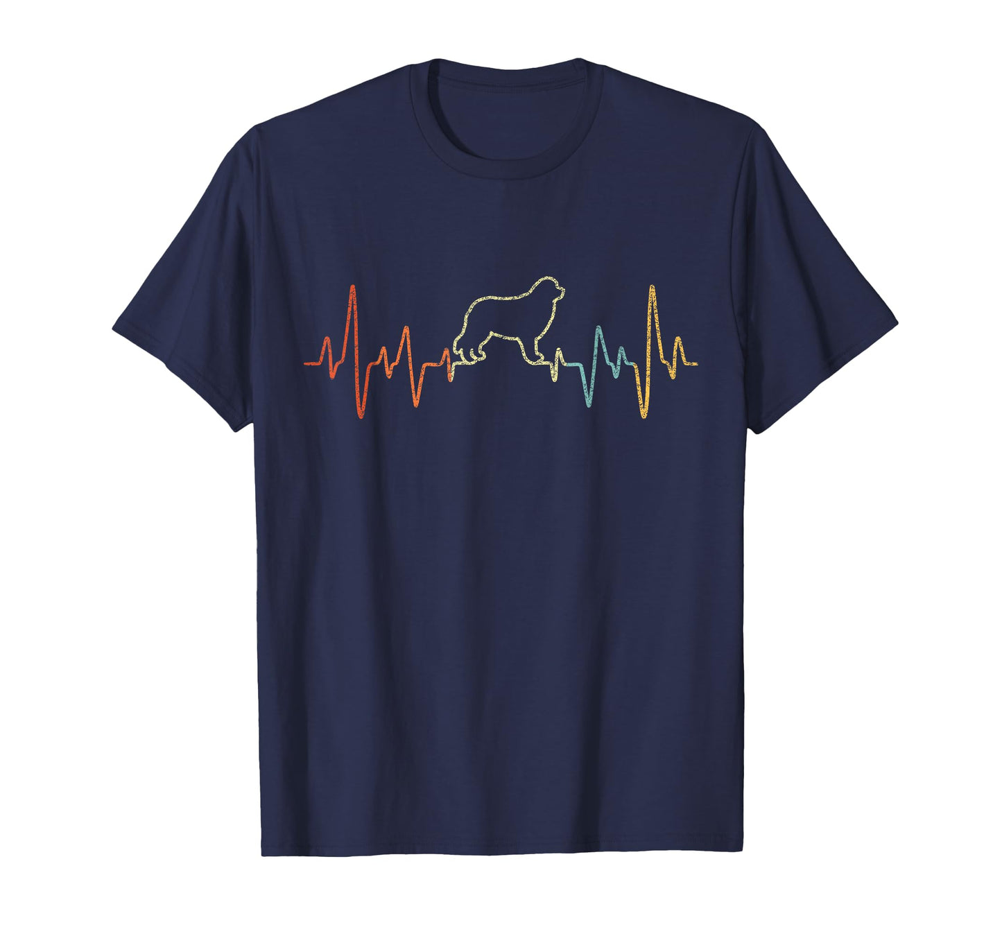 Heartbeat Newfoundland Dog Newfie Owner Retro Funny Men Women Kids T-Shirt